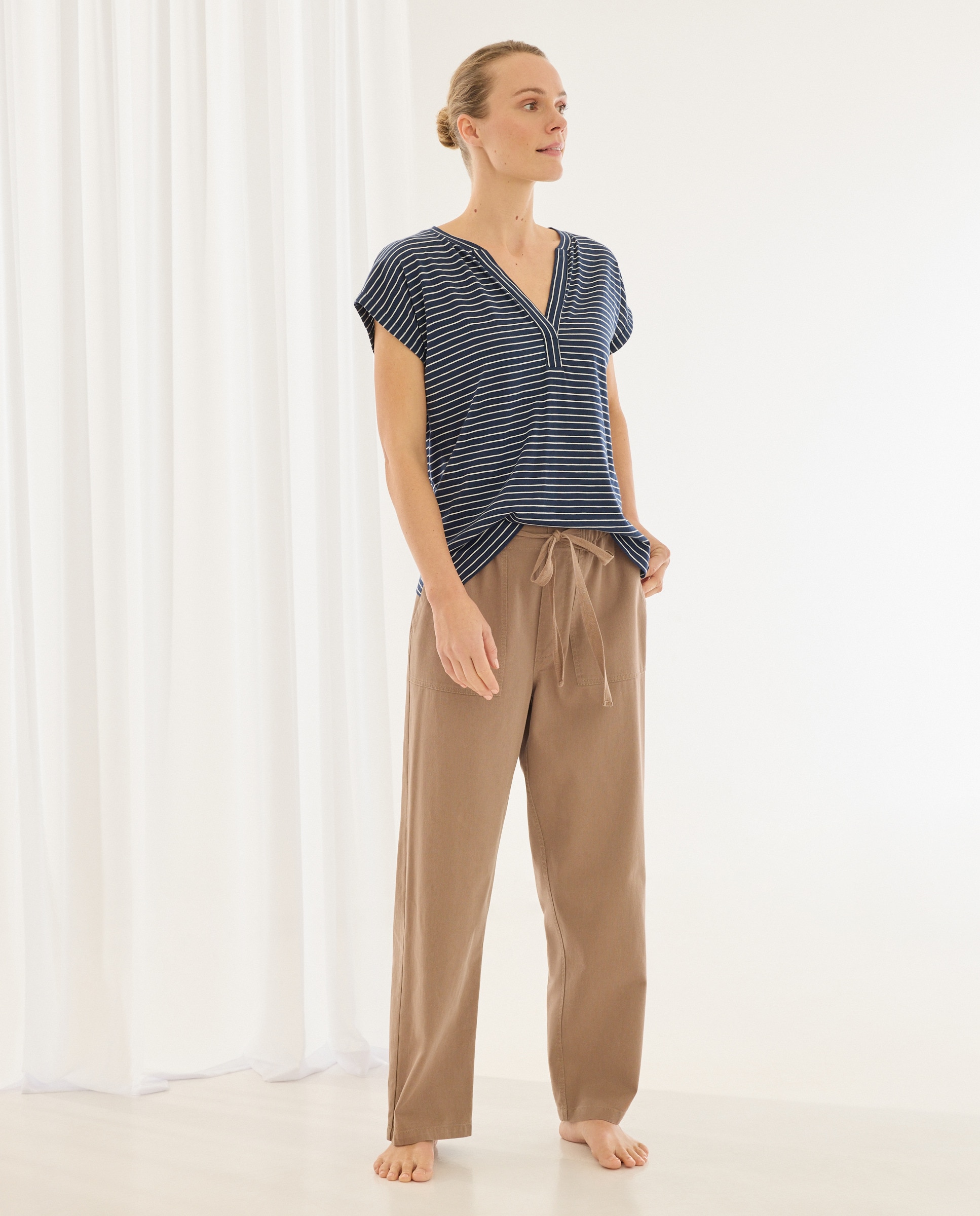 T-shirt Básica às Riscas Azul-marinho-2