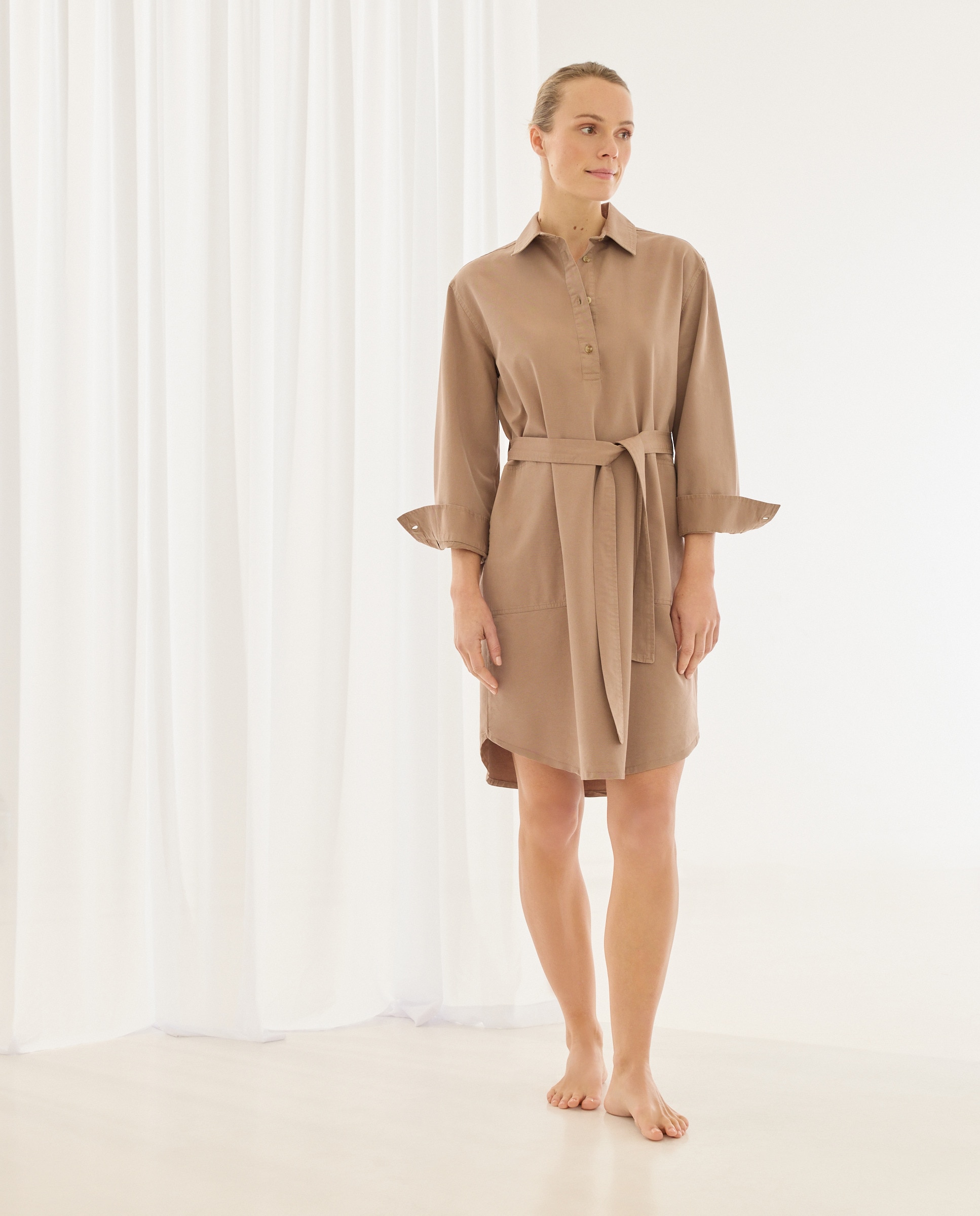 Vestido Liso com Botões 730 Camel-2