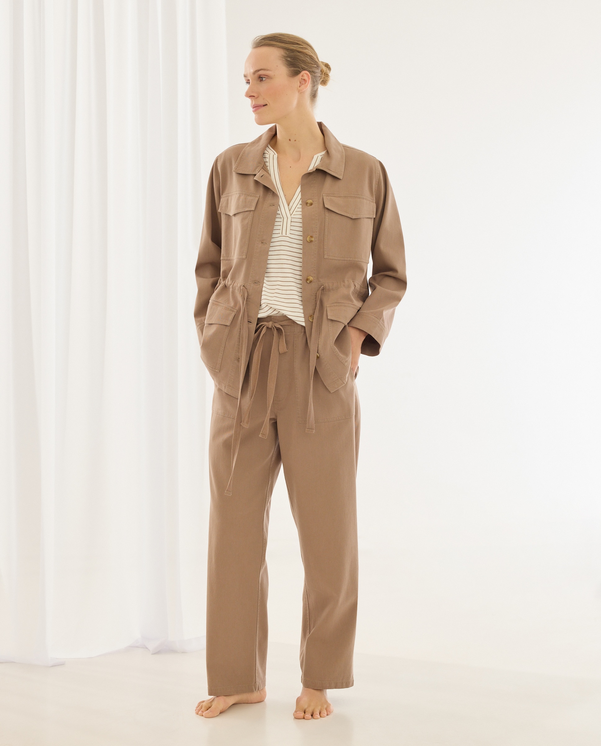 T-shirt Básica às Riscas Camel-2