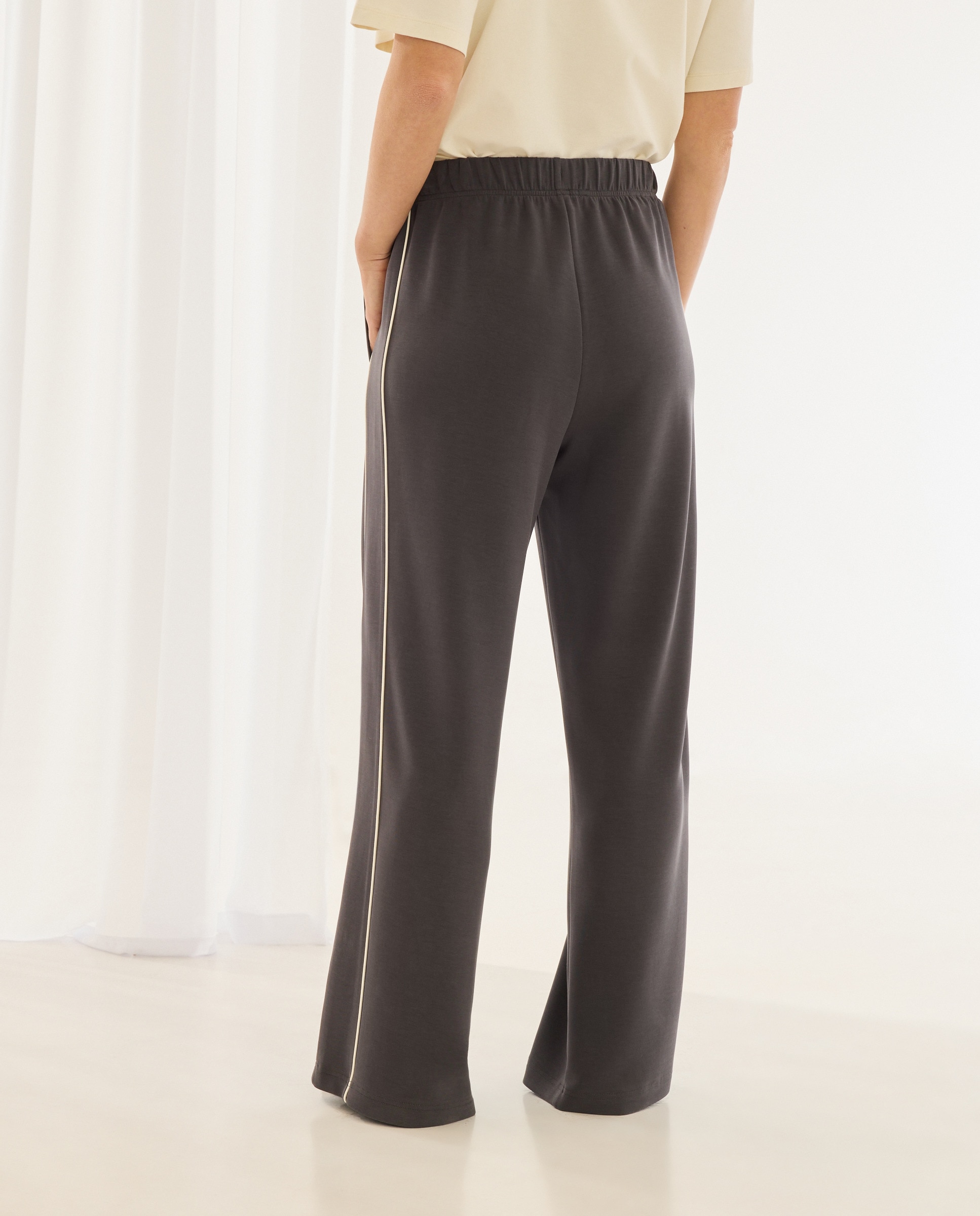 Calças Palazzo em Contraste Preto-3