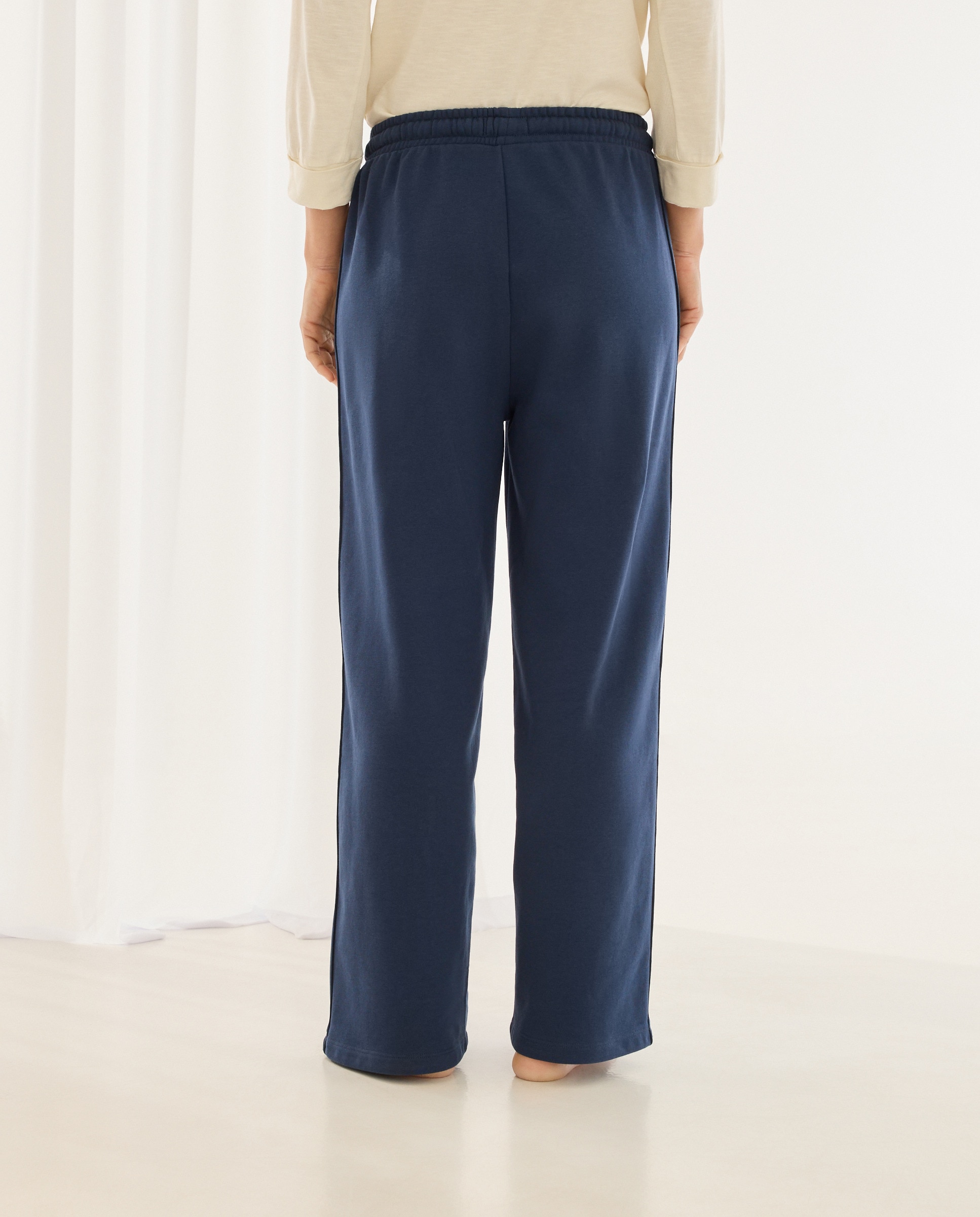 Calças com Contraste Lateral Azul-marinho-3