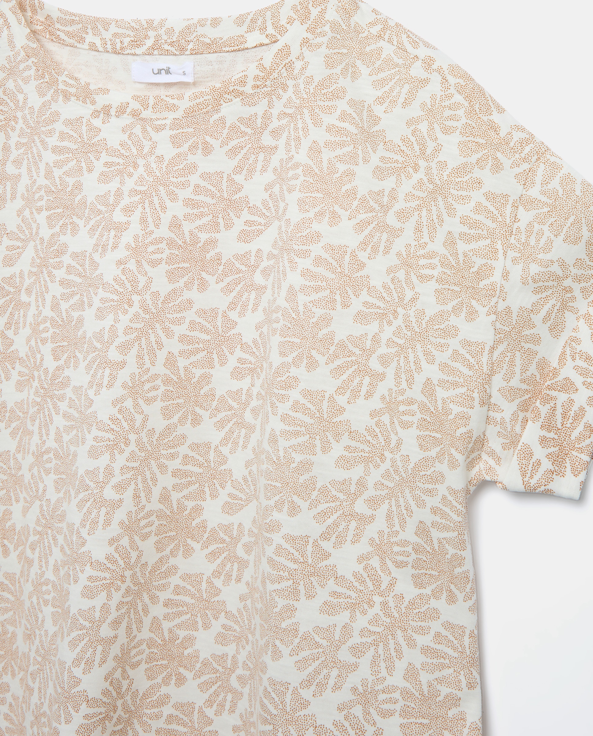 Camiseta estampada de mujer cuello caja Blanco-5