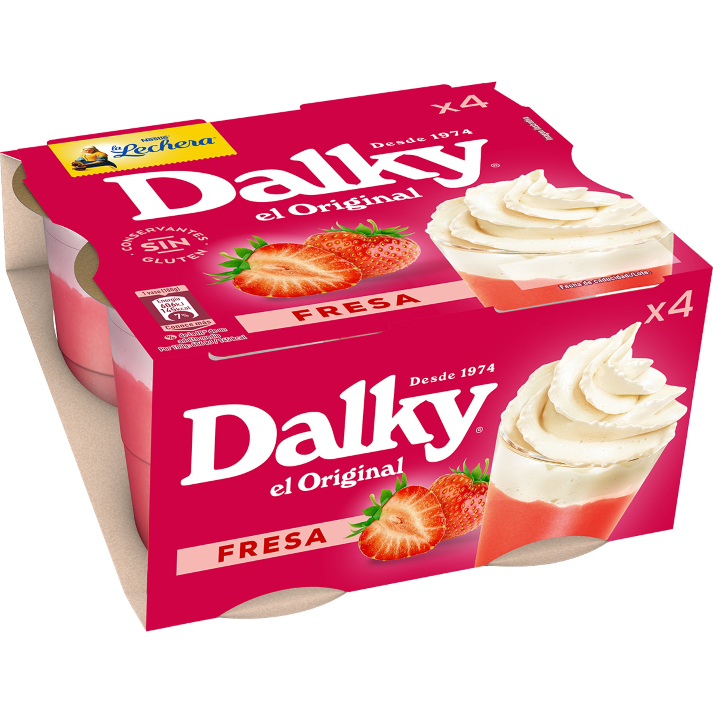 postre de fresa con nata pack 4 unidades 100 g