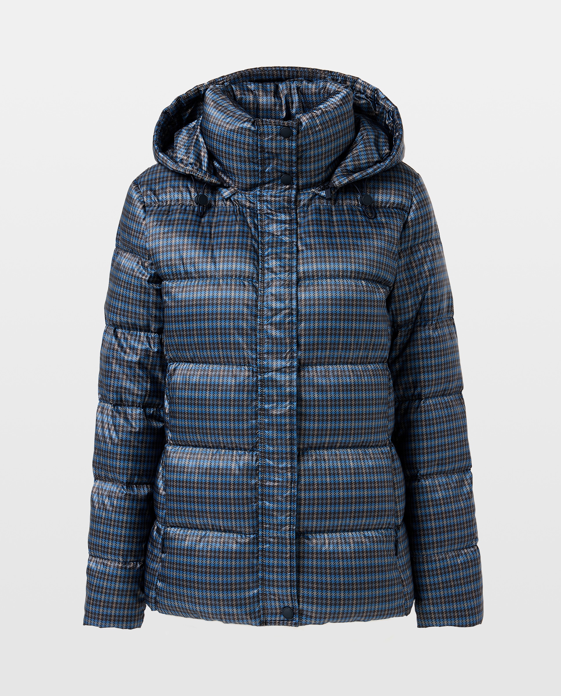 Casaco Acolchoado Curto Estampado com Capuz Azul-marinho-5