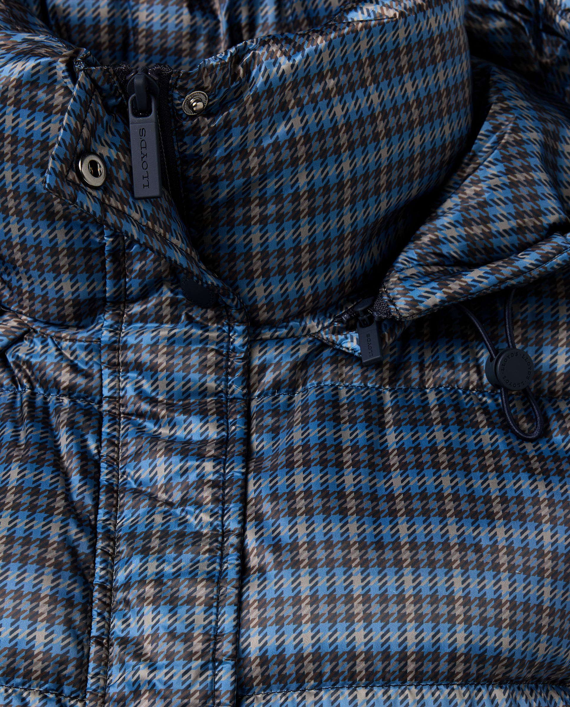 Casaco Acolchoado Curto Estampado com Capuz Azul-marinho-6