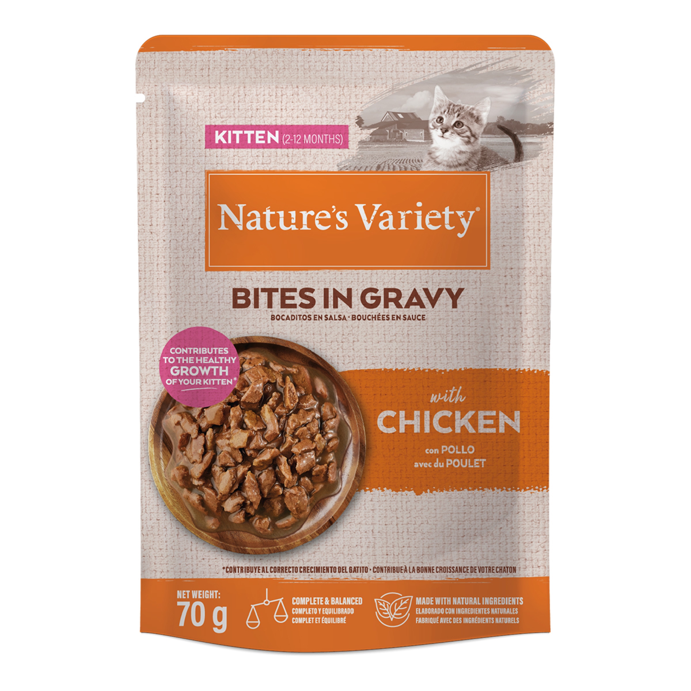 Imagen 0 de Comida húmeda para gatitos Nature's Variety bocaditos en salsa pollo 70 g