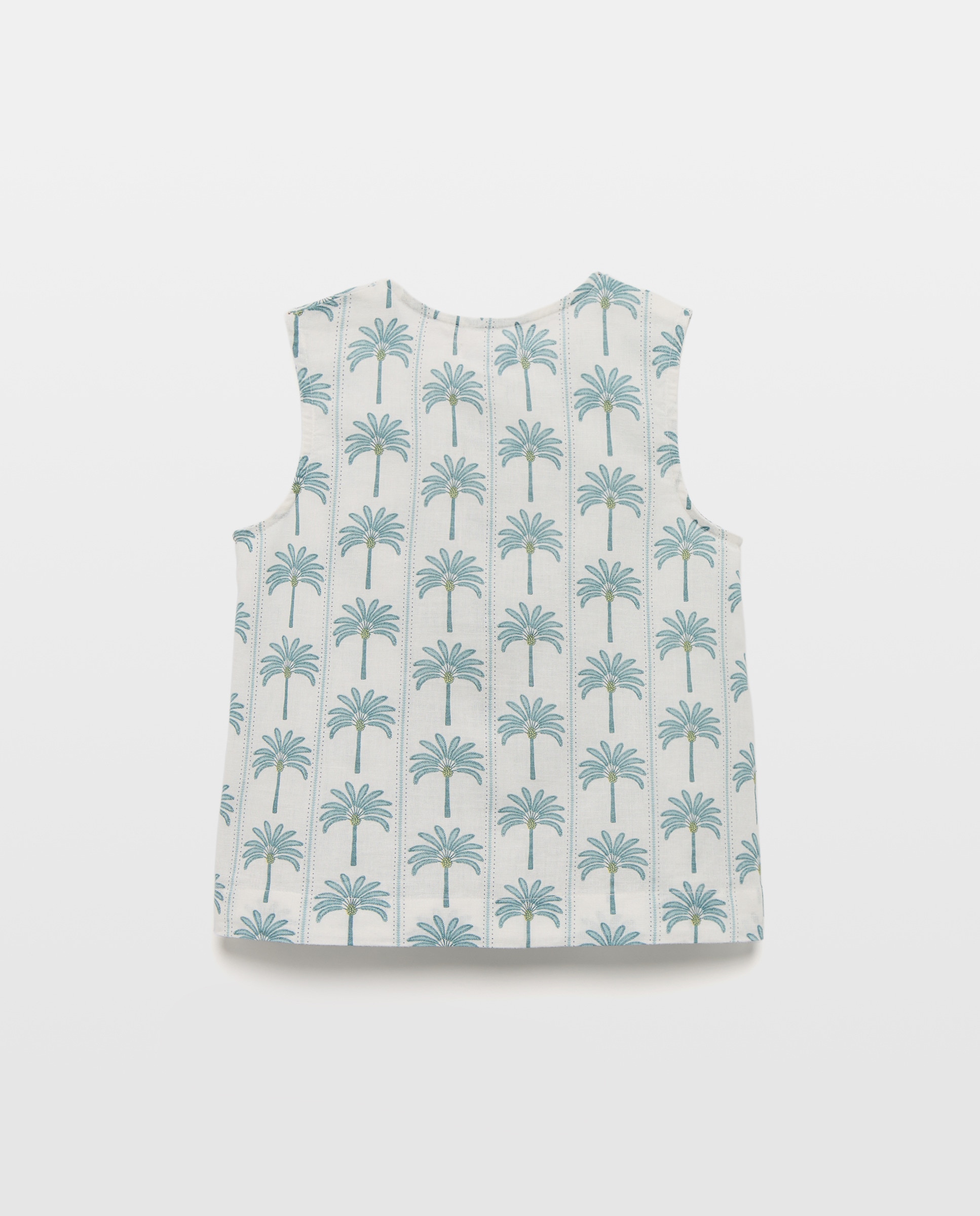 Blusa niña abierta de lino set Blanco roto-2