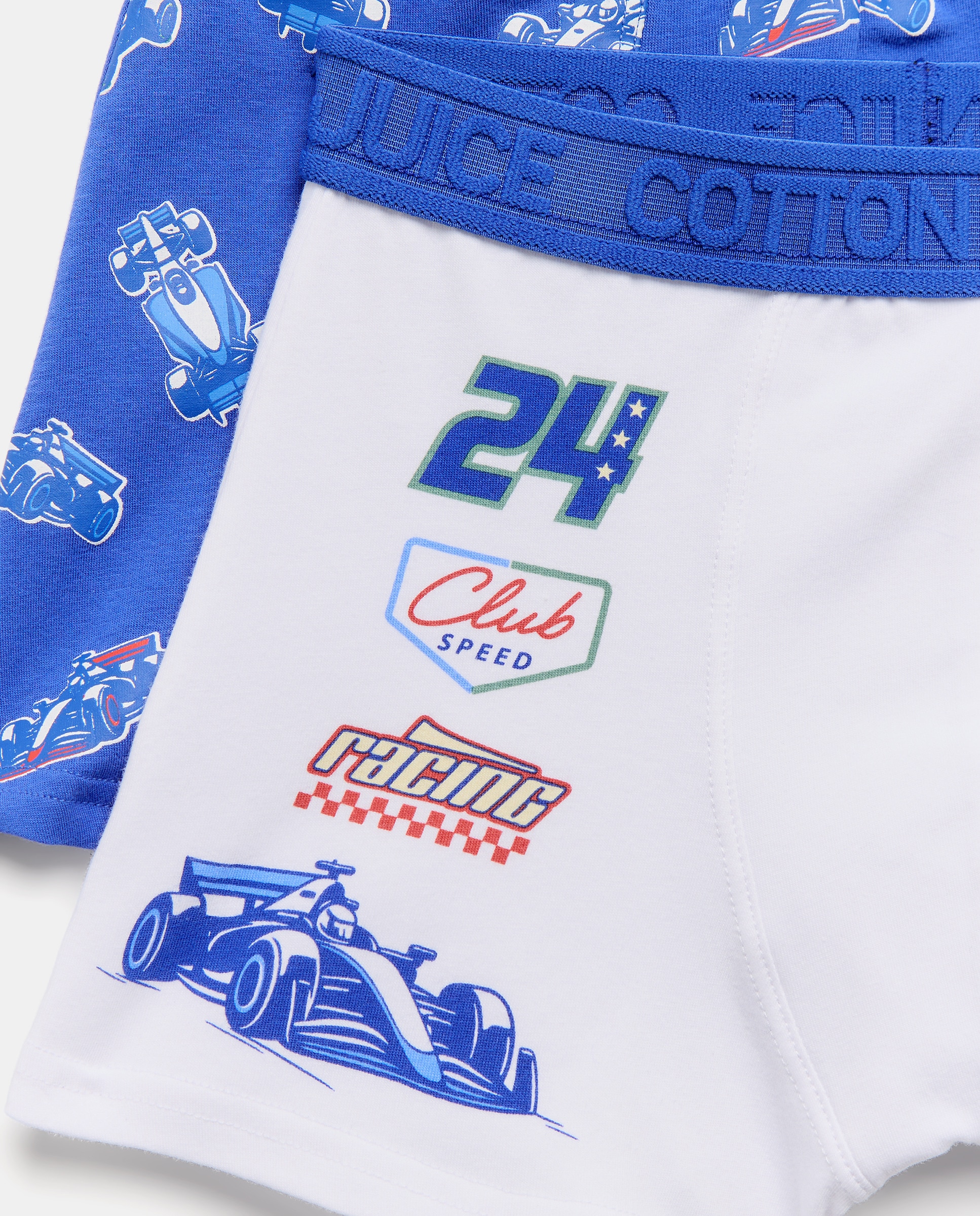 Pack de 2 Boxers com Carros de Corrida Cotton Juice Azul-3