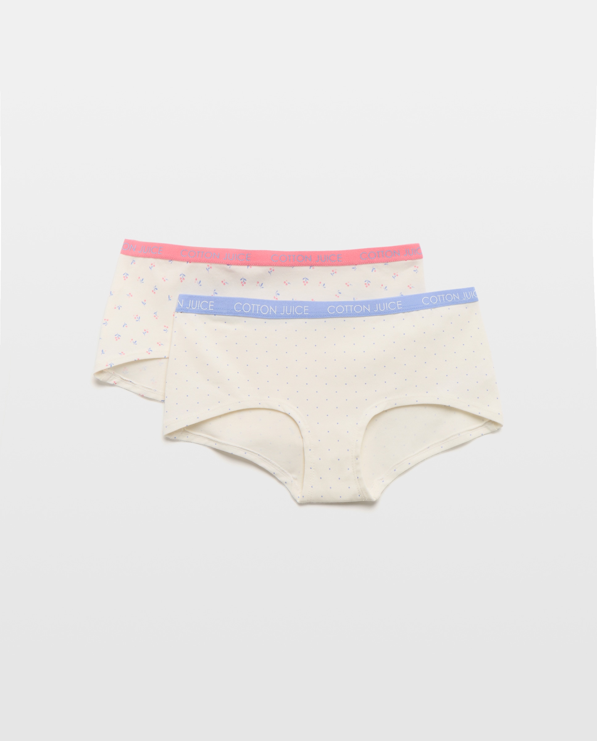 Pack de 2 Calções com Estampado Floral e às Bolinhas Cotton Juice Branco-1