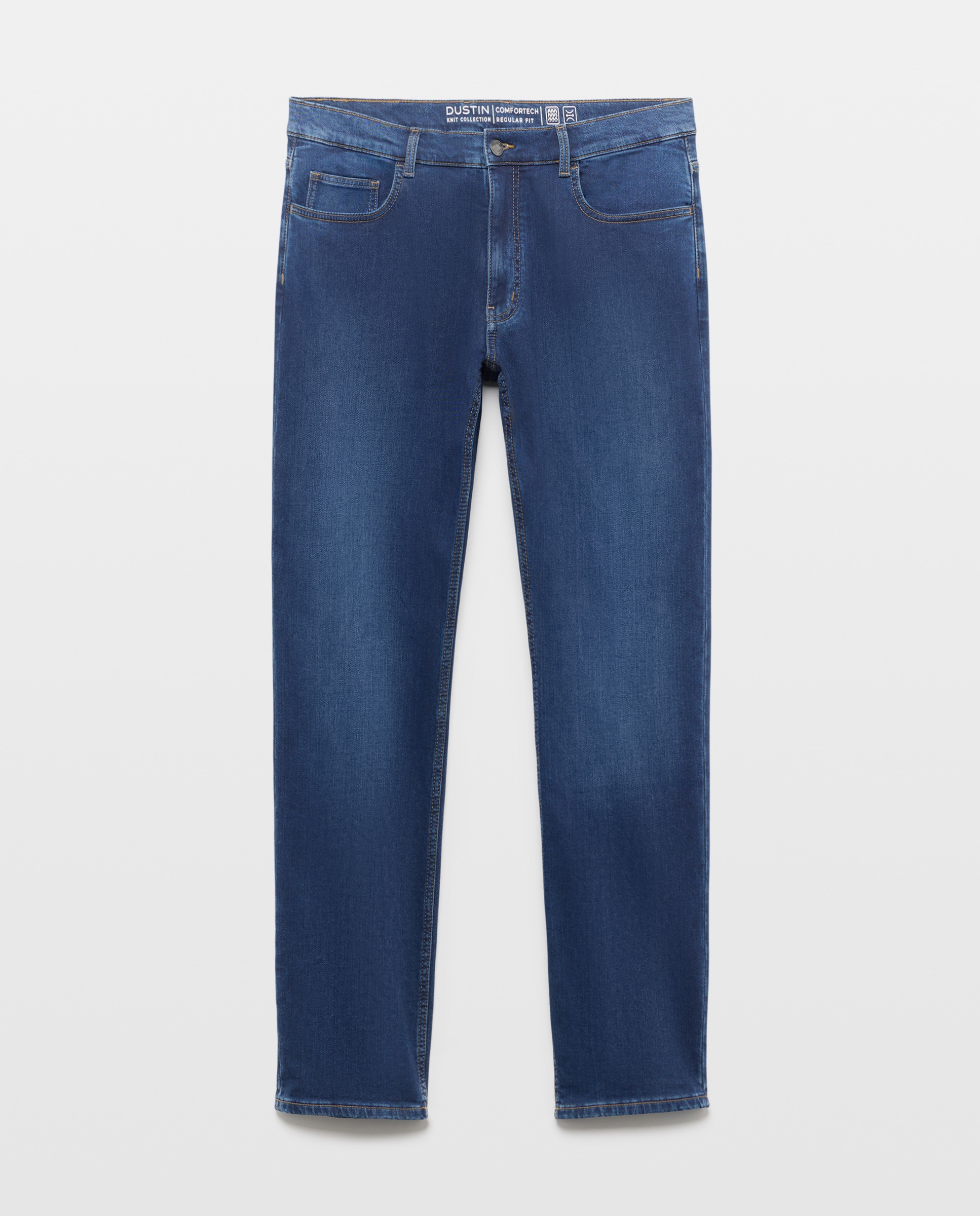 Jeans de Malha Regular Azul-escuro-4