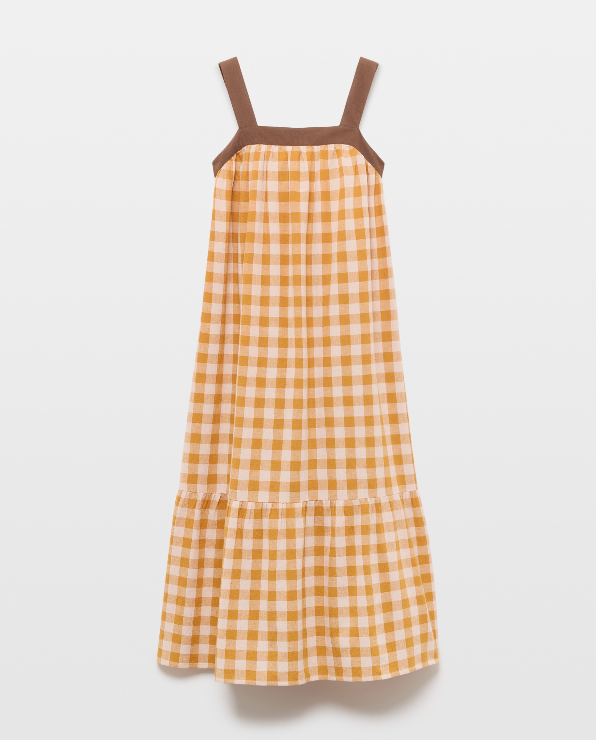 Vestido de mujer de cuadros con tirantes a contraste Rosa-4