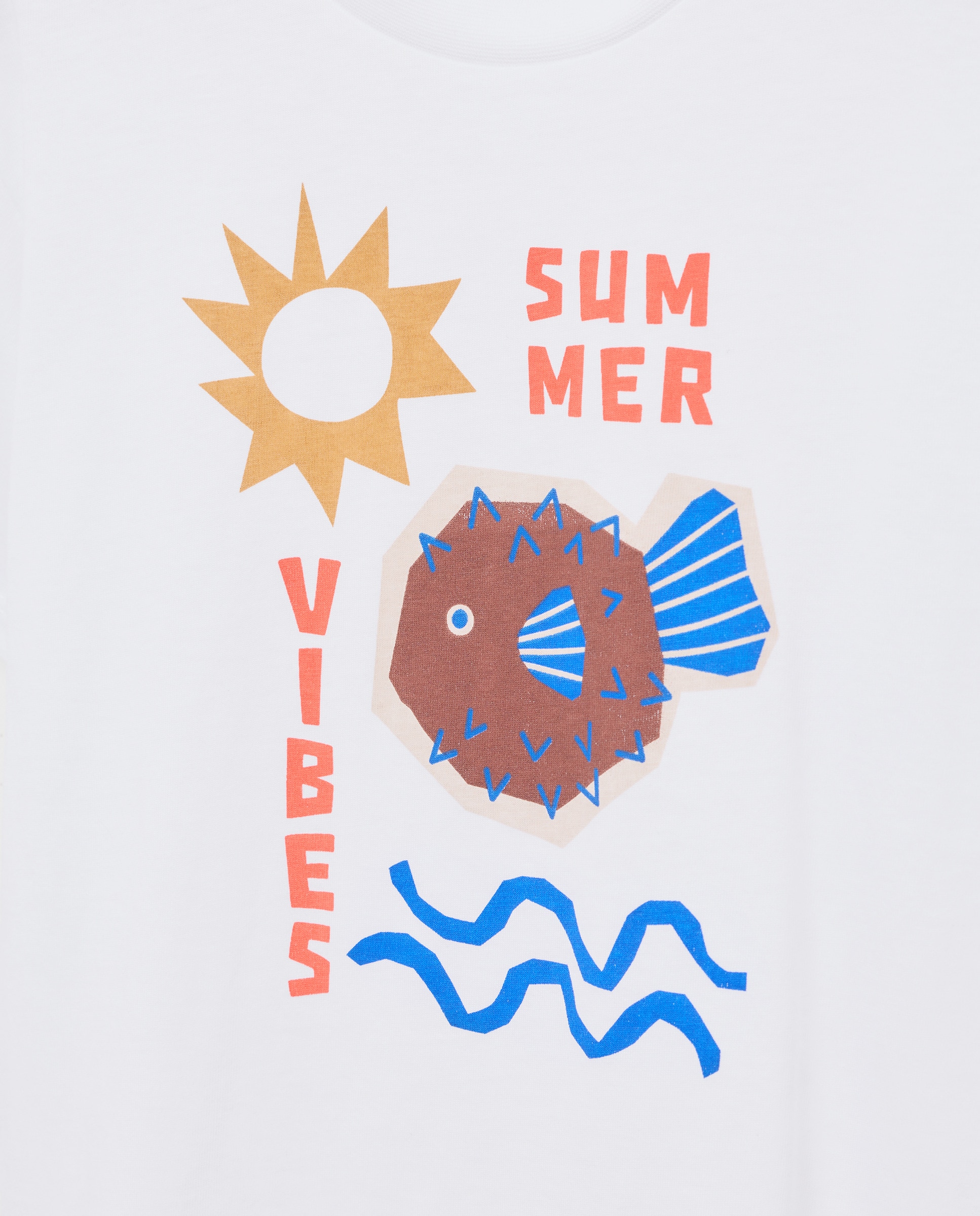 T-shirt de Algodão Joy Peixes de Perfil Branco-2