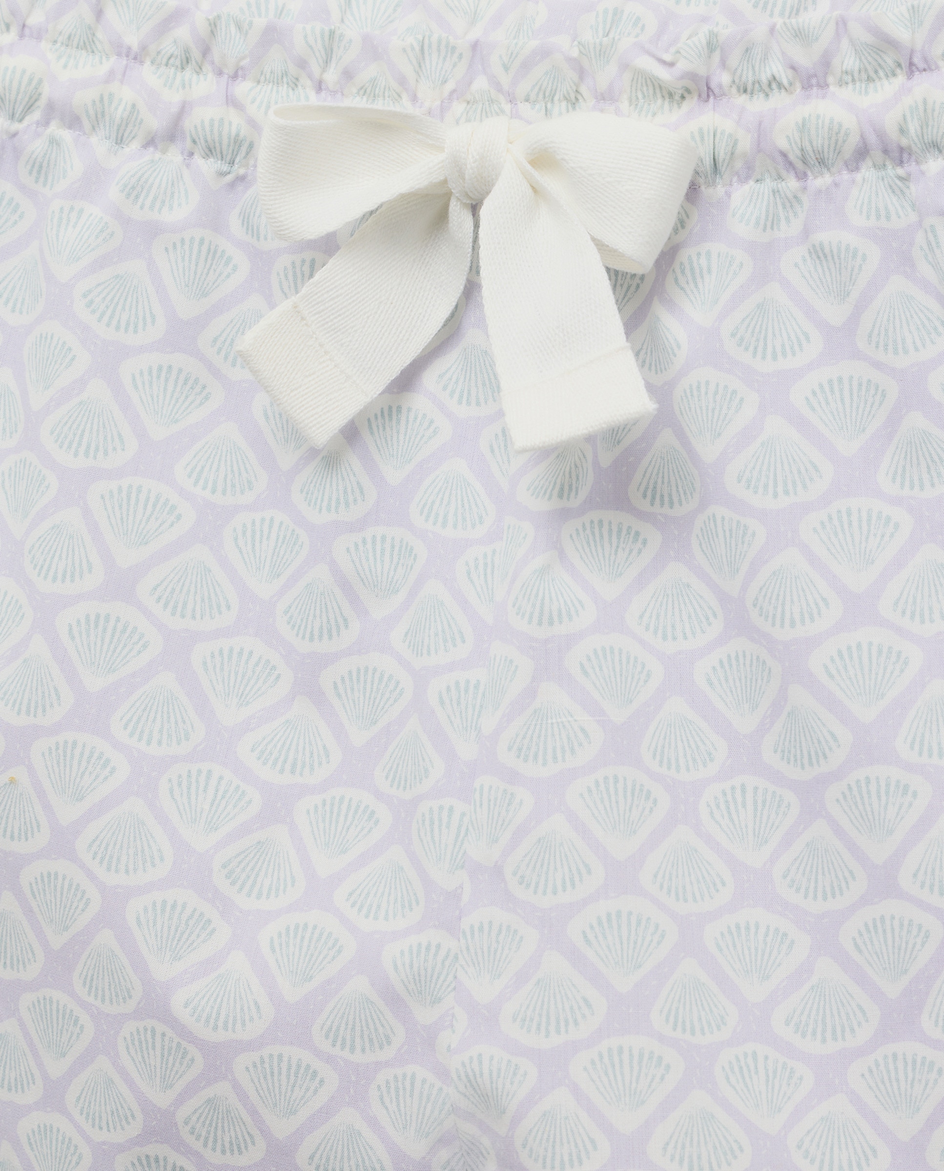 Pijama mujer corto algodón estampado Blanco roto-4