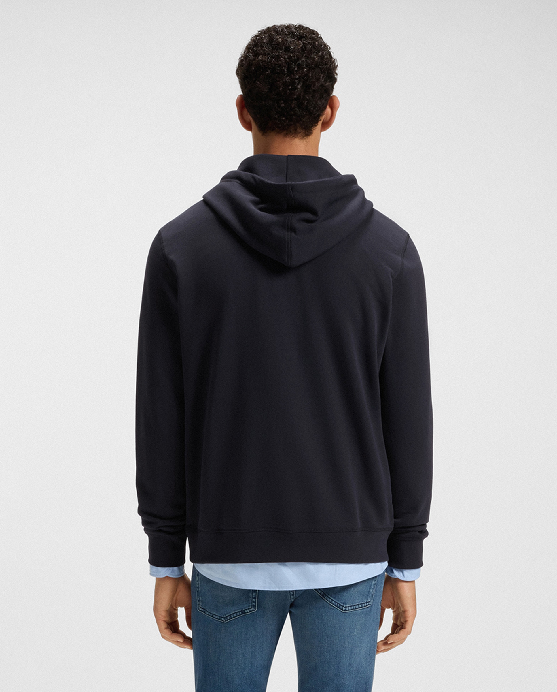 Sweatshirt em Felpa de Algodão com Capuz e Remendo de Logótipo Azul-marinho-2