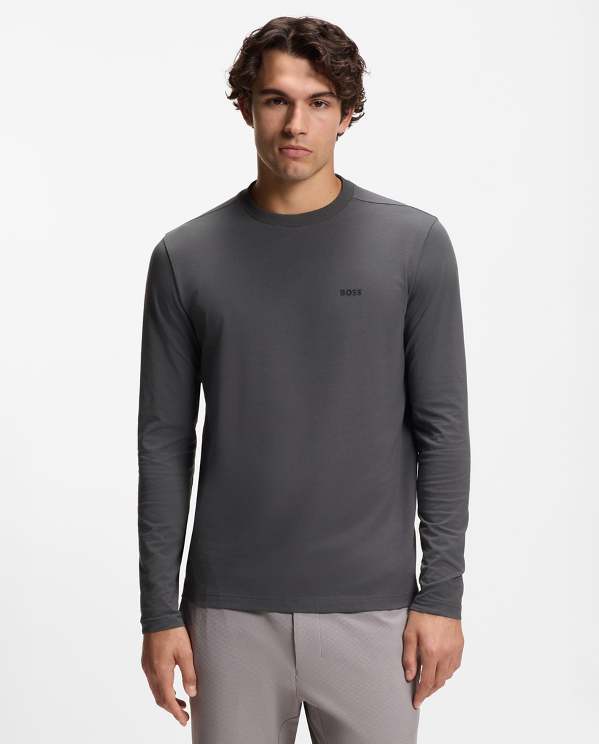 Camisola de Manga Comprida Tamanhos Grandes Cinzento-1