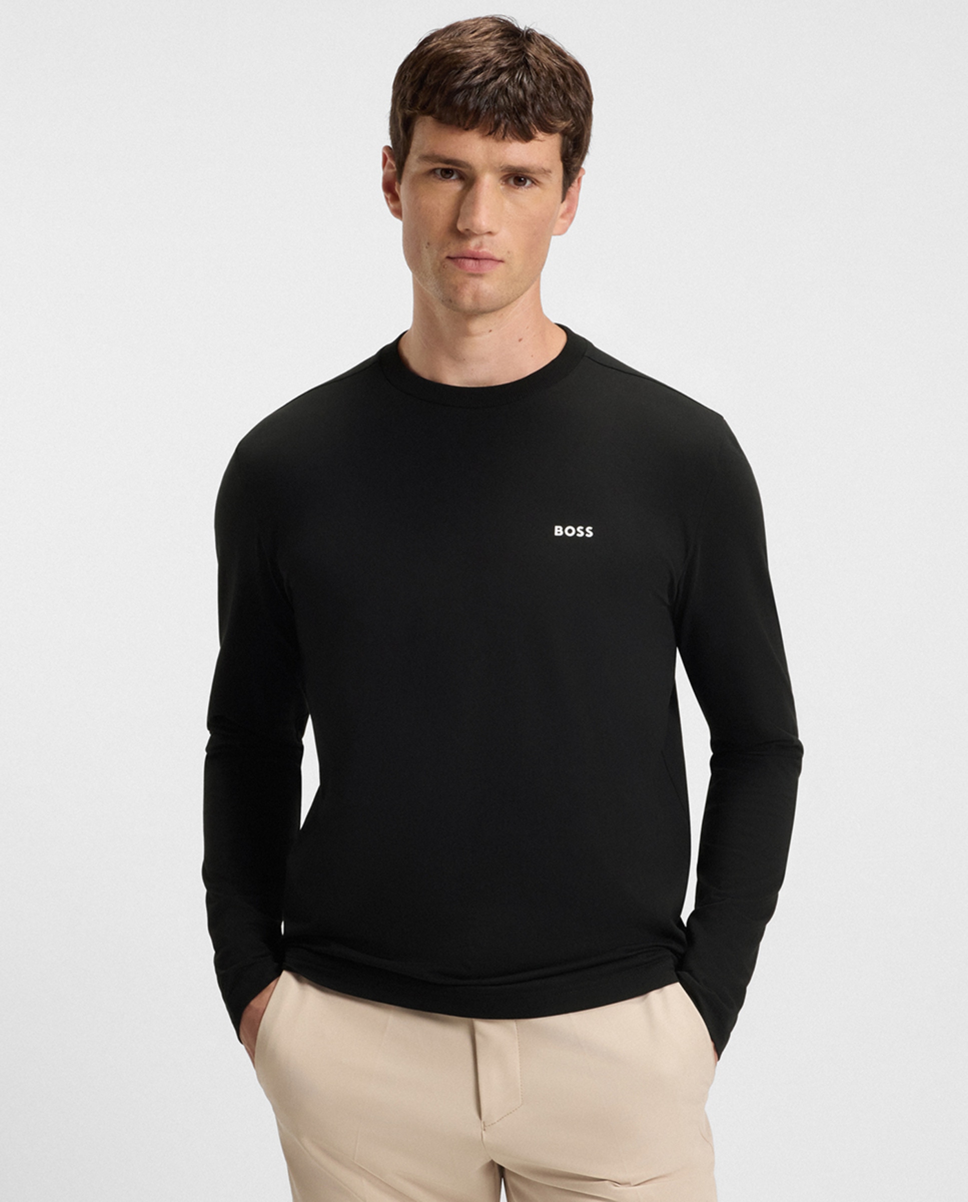 Camisola de Manga Comprida Tamanhos Grandes Preto-1