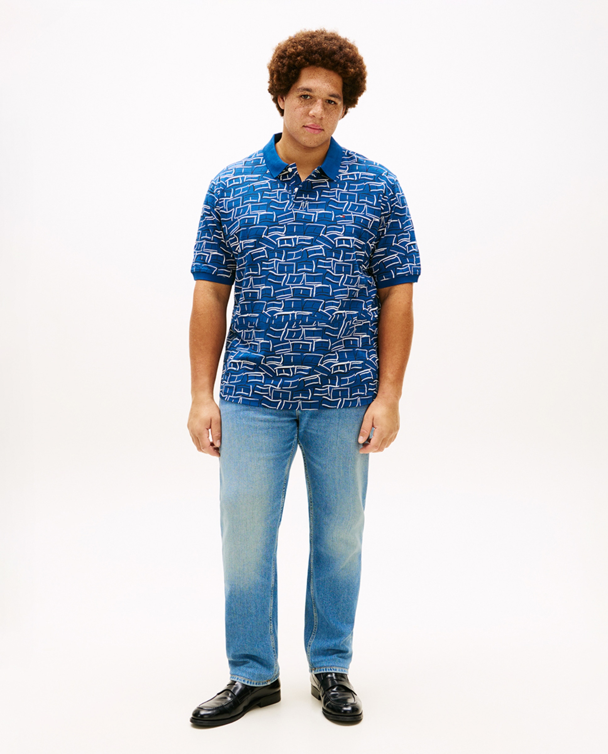Polo Estampado com Manga Curta Tamanhos Grandes Azul-marinho-6