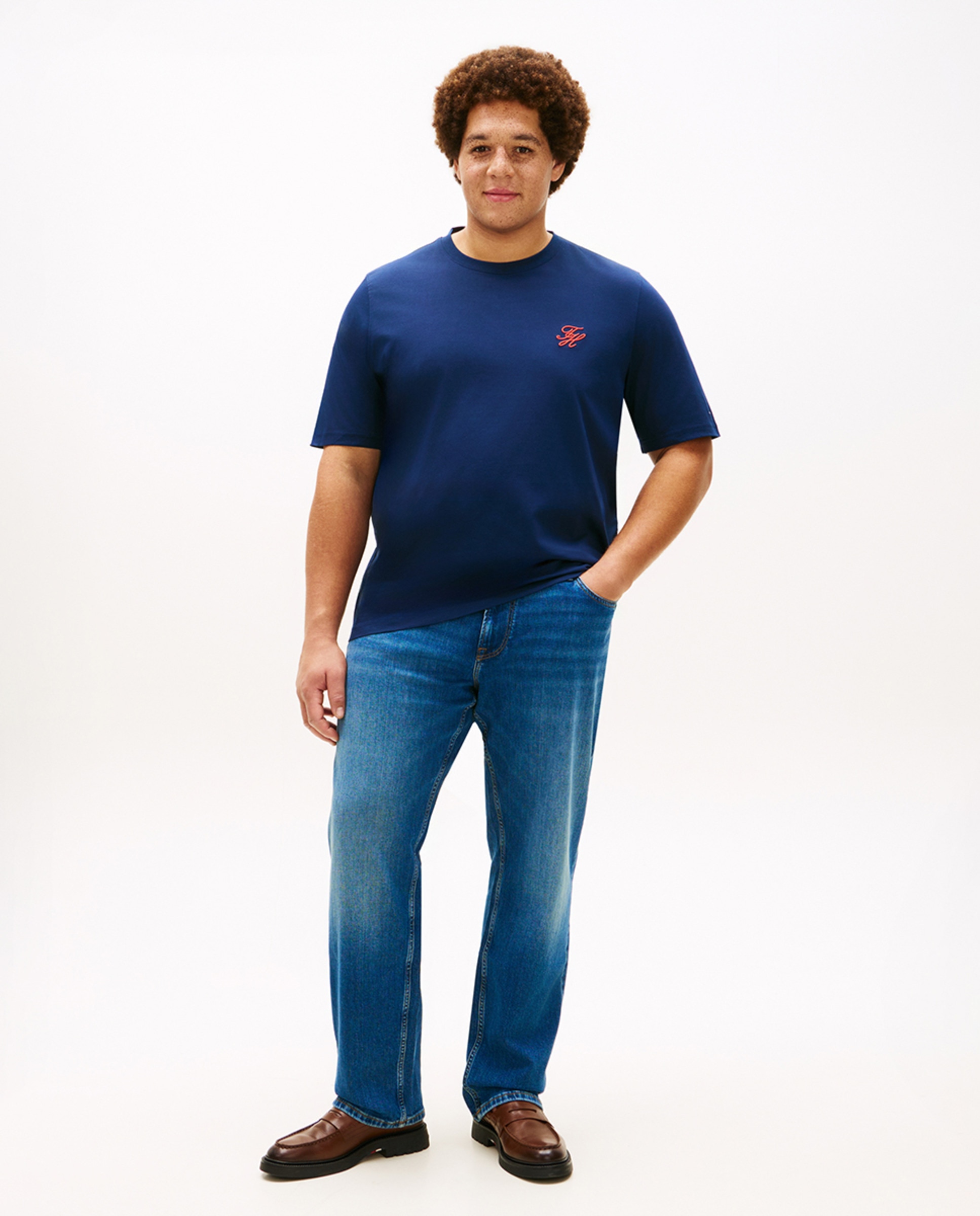 Camiseta de hombre de manga corta lisa tallas grandes - Tommy Hilfiger - Azul marino Azul marino-5