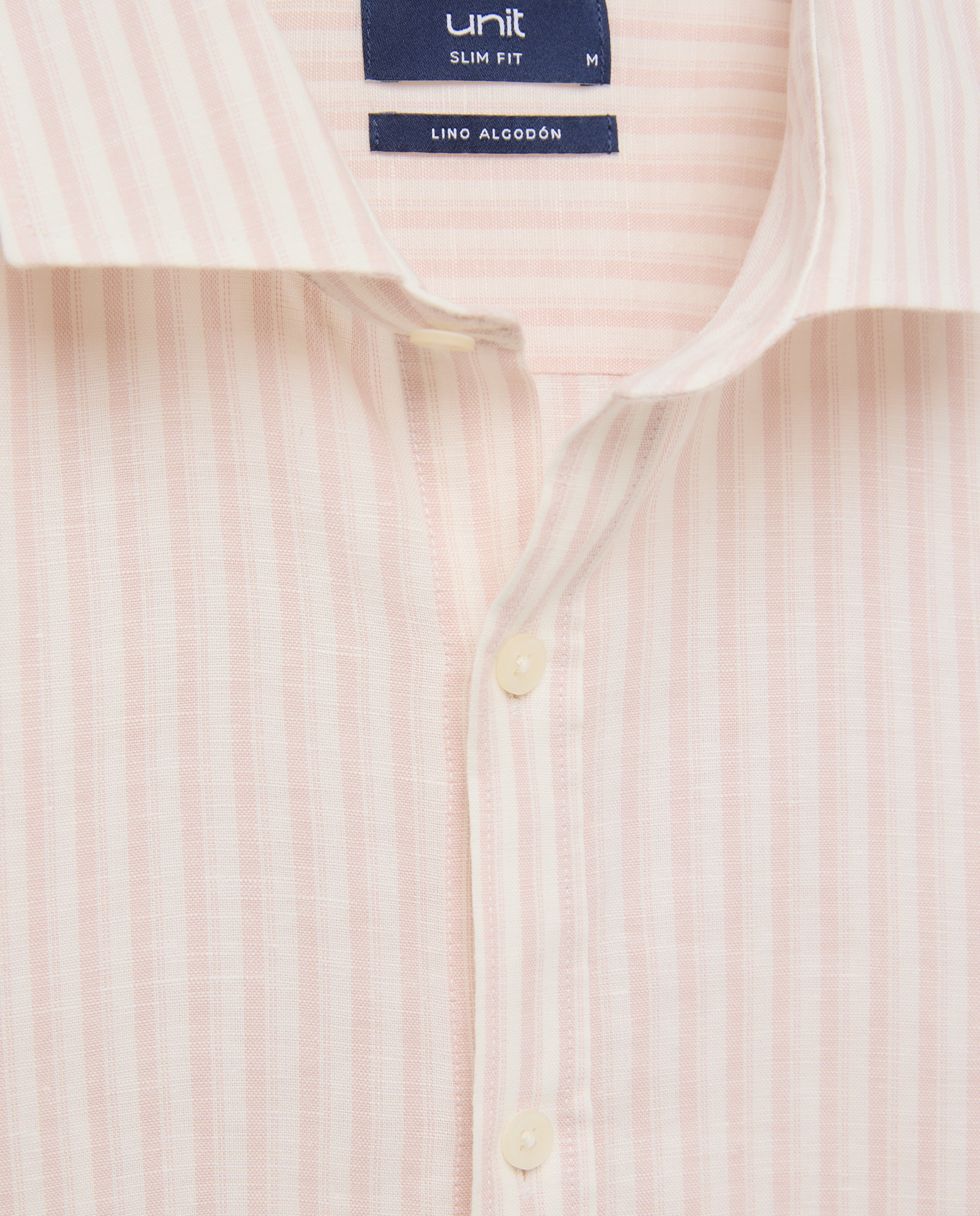 Camisa sport hombre lino y algodón rayas slim fit 220 Rosa palo-5