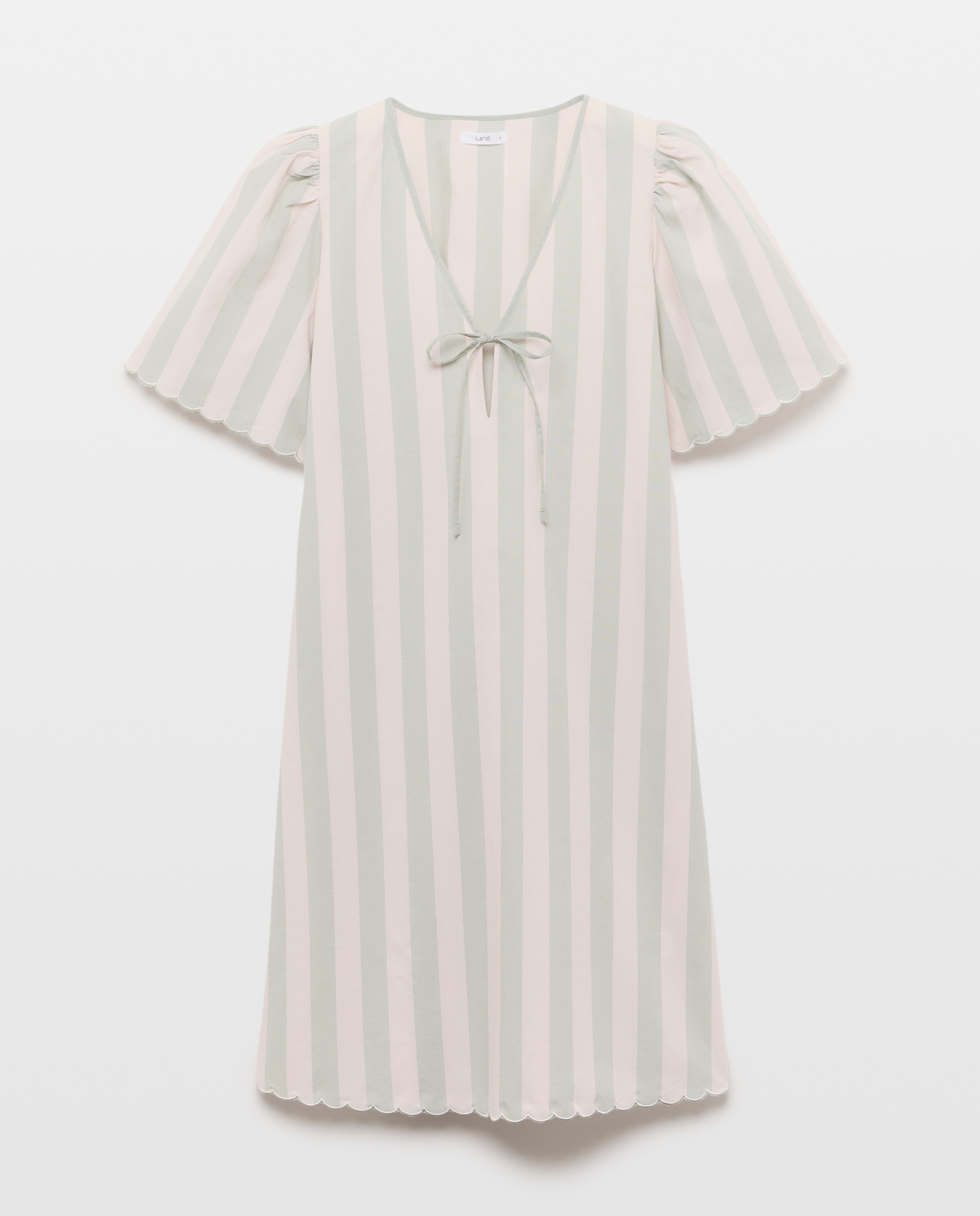 Camisón mujer algodón con lazos 582 Verde agua-3