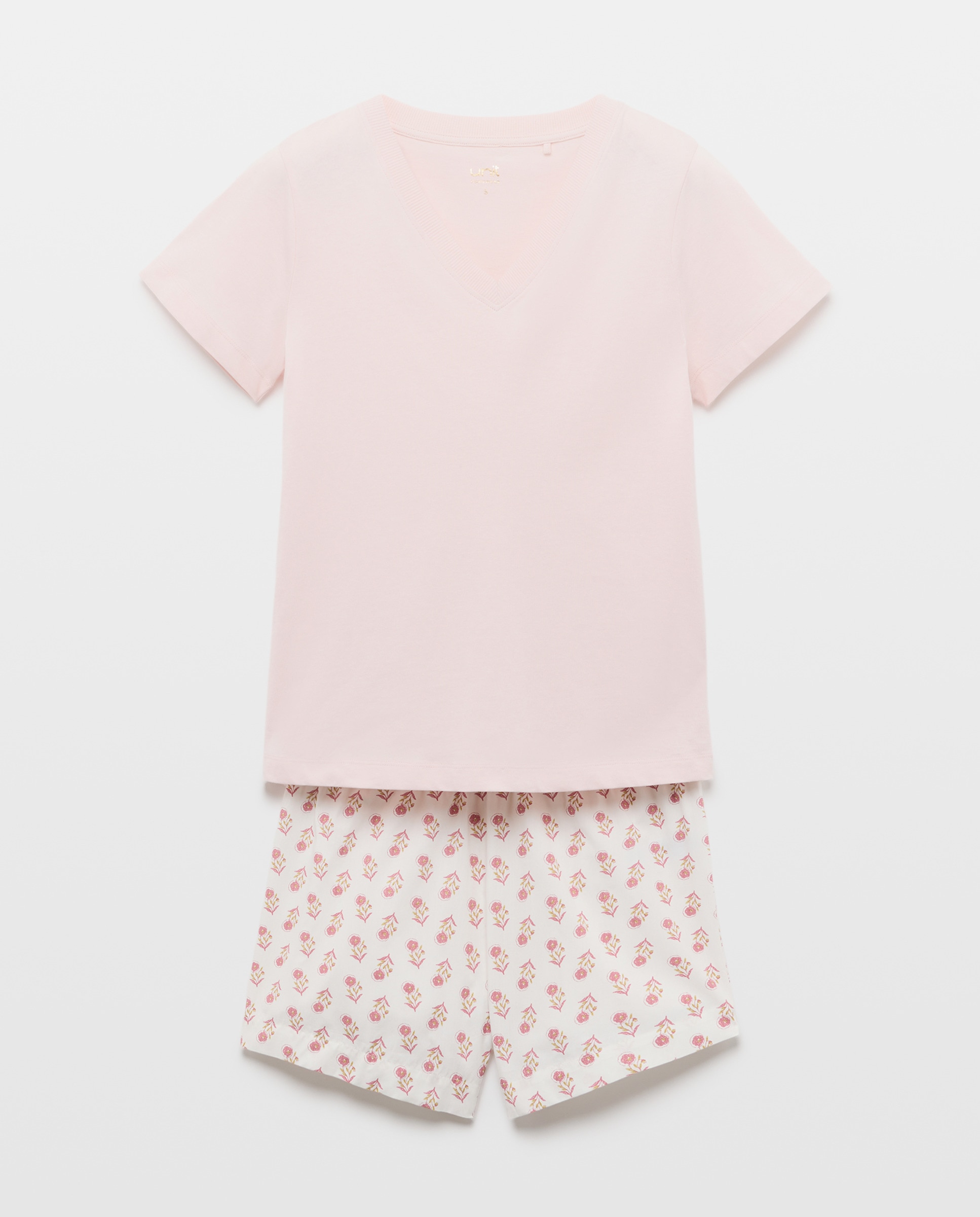Pijama mujer corto algodón estampado 284 Lila-3