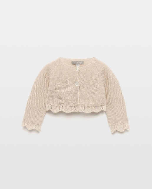 Imagem 0 de Casaco Curto Perolado com Gola Desfiada de Bebé