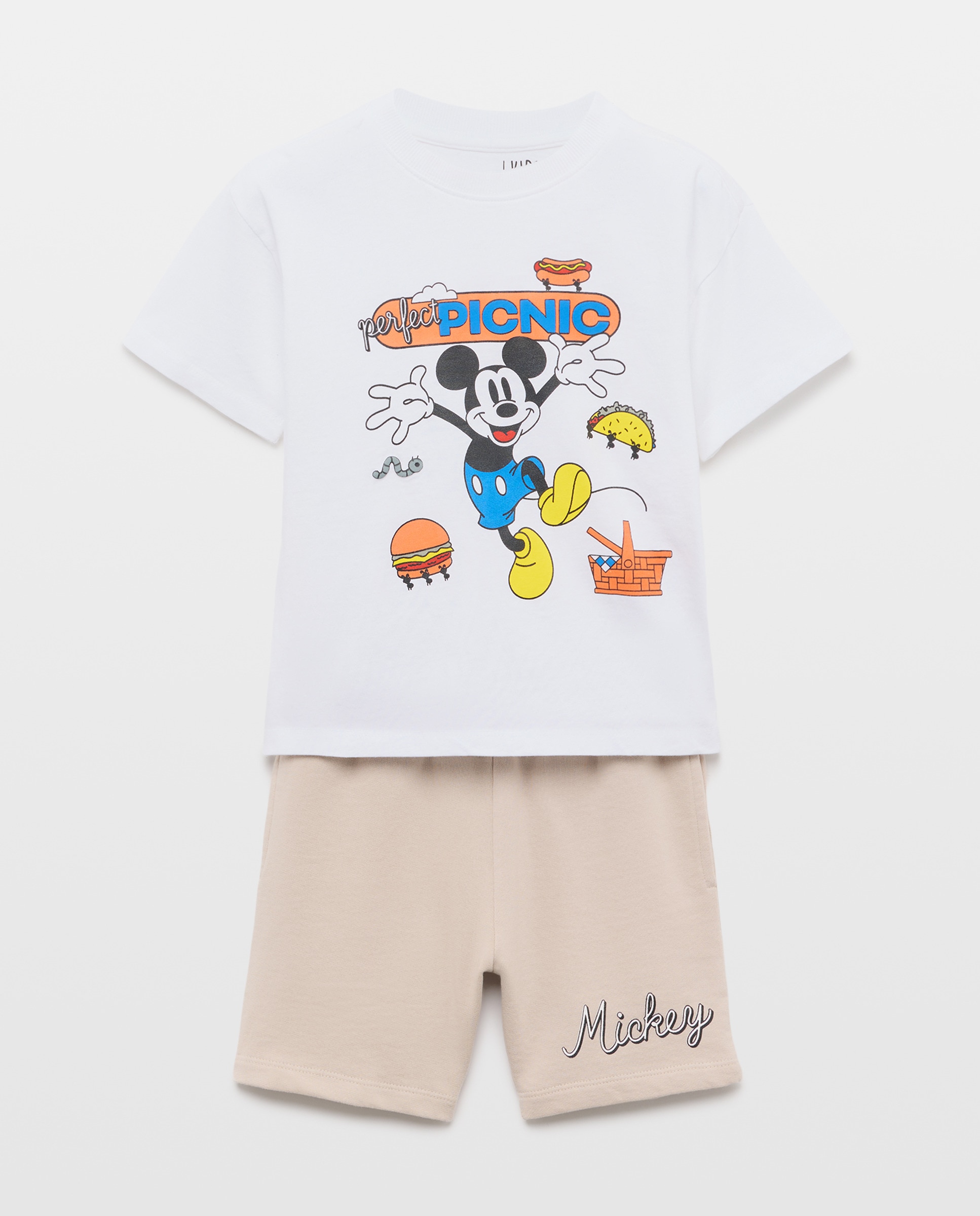 Conjunto Curto de 2 Peças com Estampado Mickey Kids El Corte Inglés Branco-4