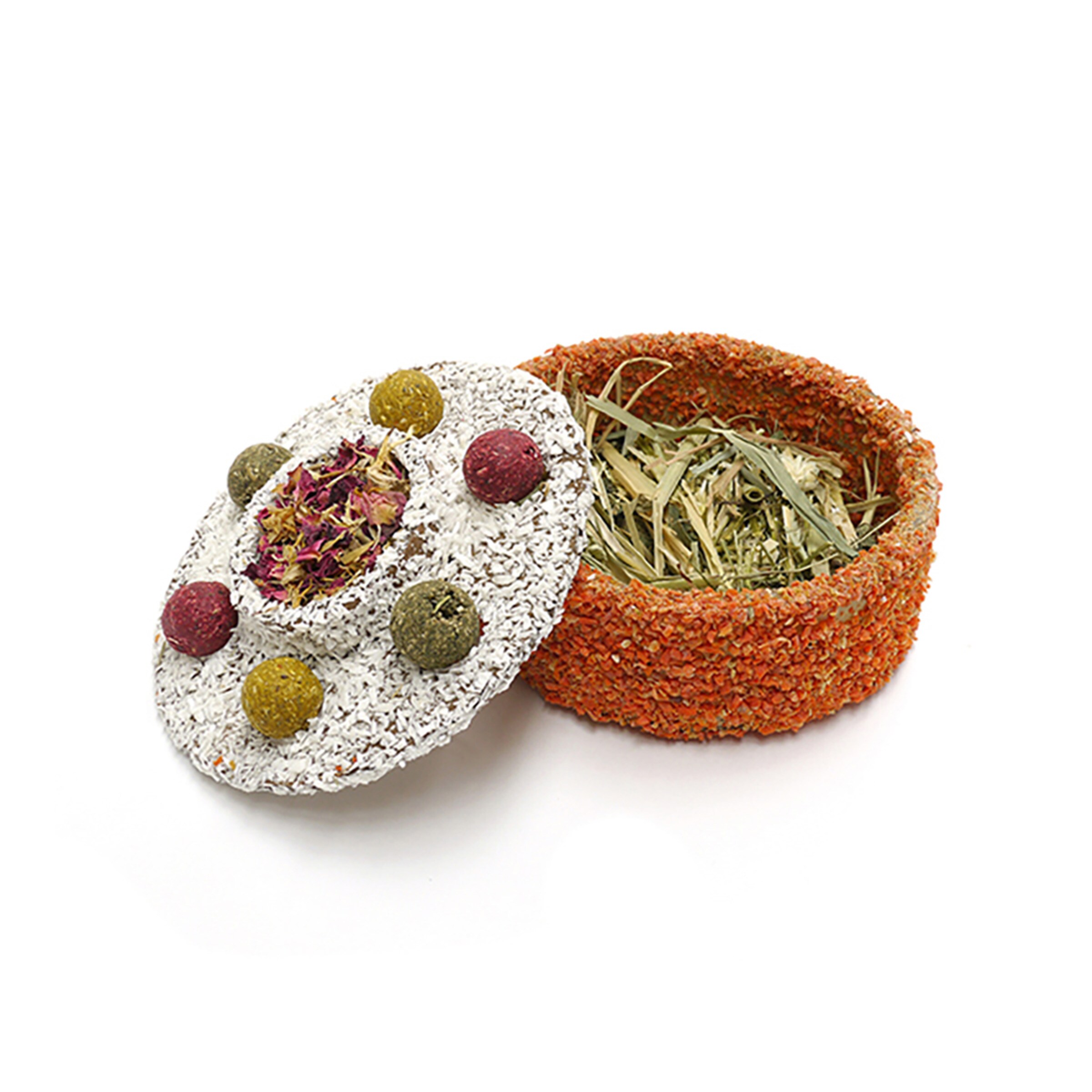 Snack para conejos y roedores adultos Rosewood en forma de pastel con hierbas y verduras 230g 2