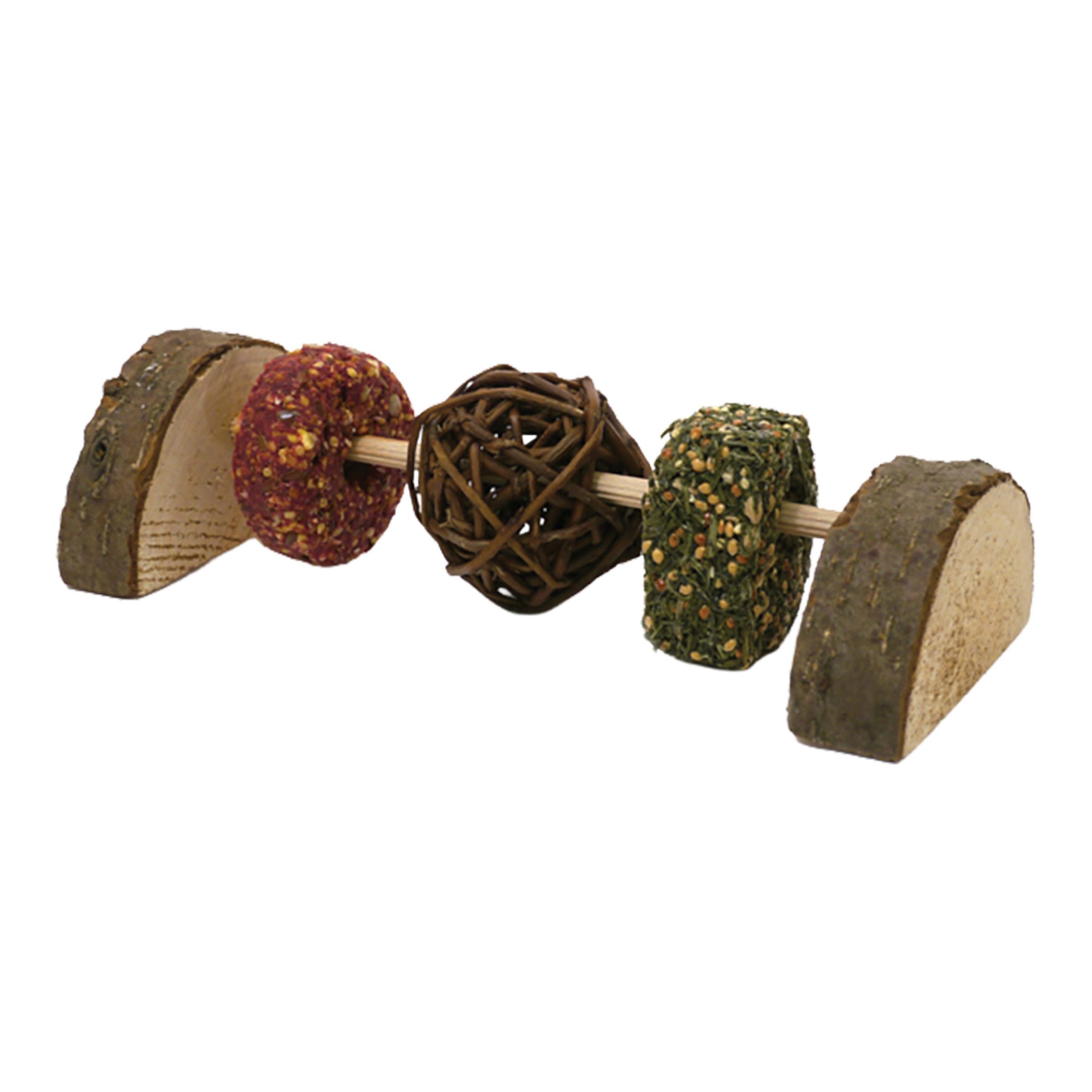 Imagen 0 de Snack 3 en 1 para conejos y roedores adultos Rosewood con madera, sauce y galletas de verduras 180 g