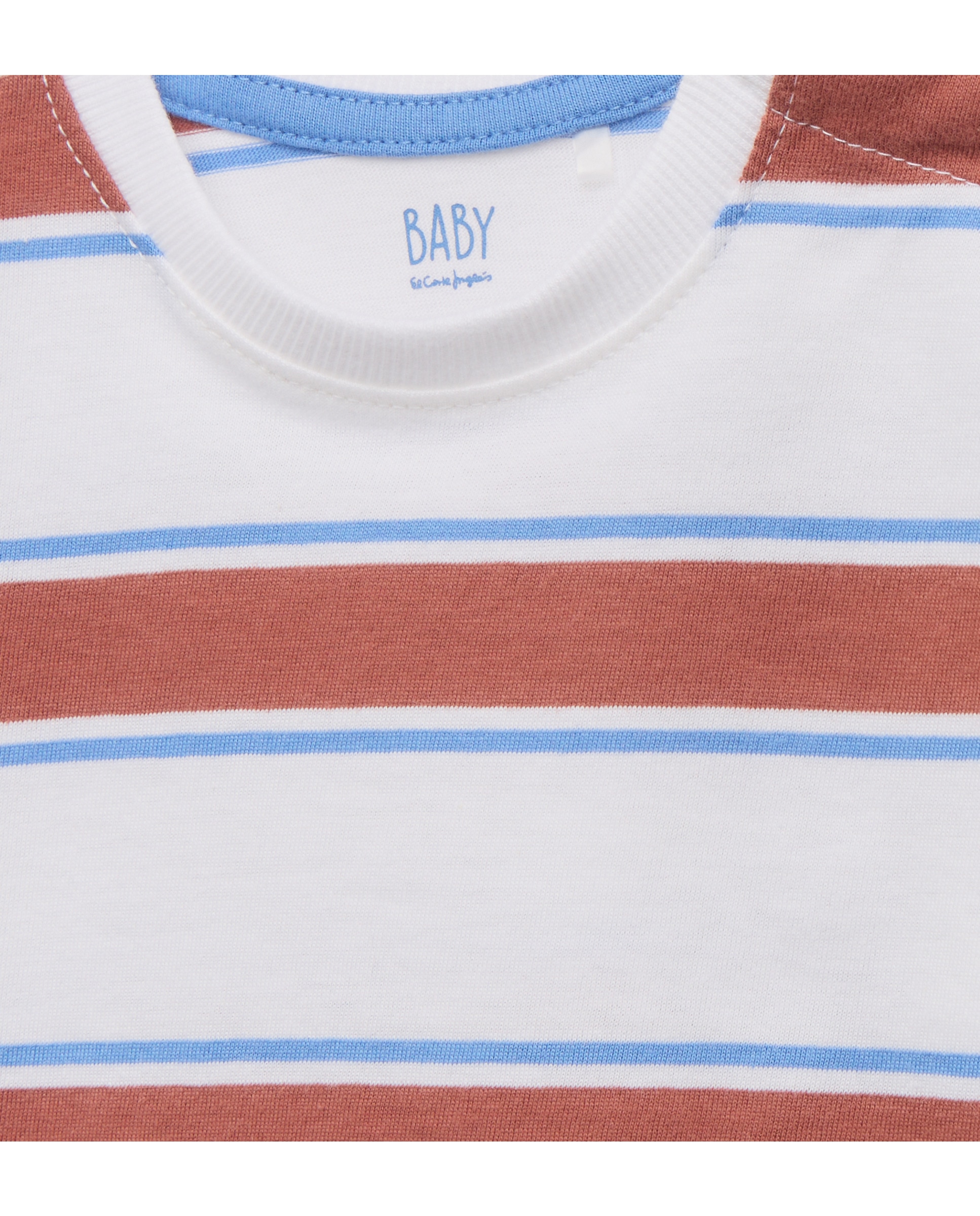 T-shirt às Riscas de Bebé com Manga Curta Baby El Corte Inglés Branco-3