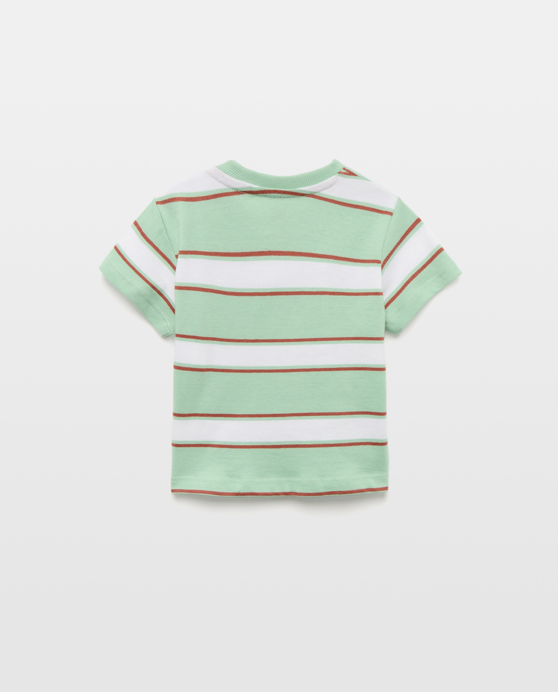 T-shirt às Riscas de Bebé com Manga Curta Baby El Corte Inglés Verde-2