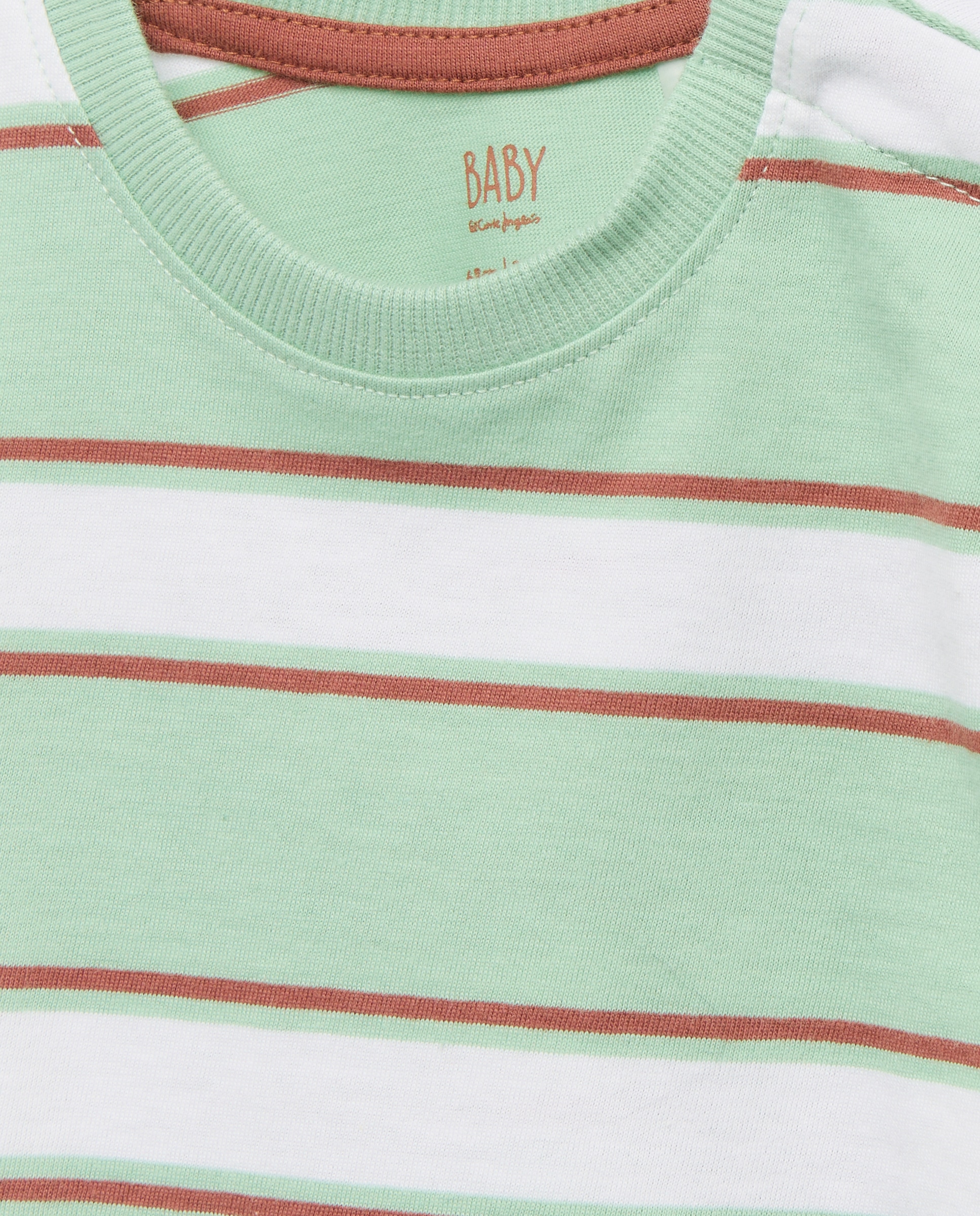 T-shirt às Riscas de Bebé com Manga Curta Baby El Corte Inglés Verde-3