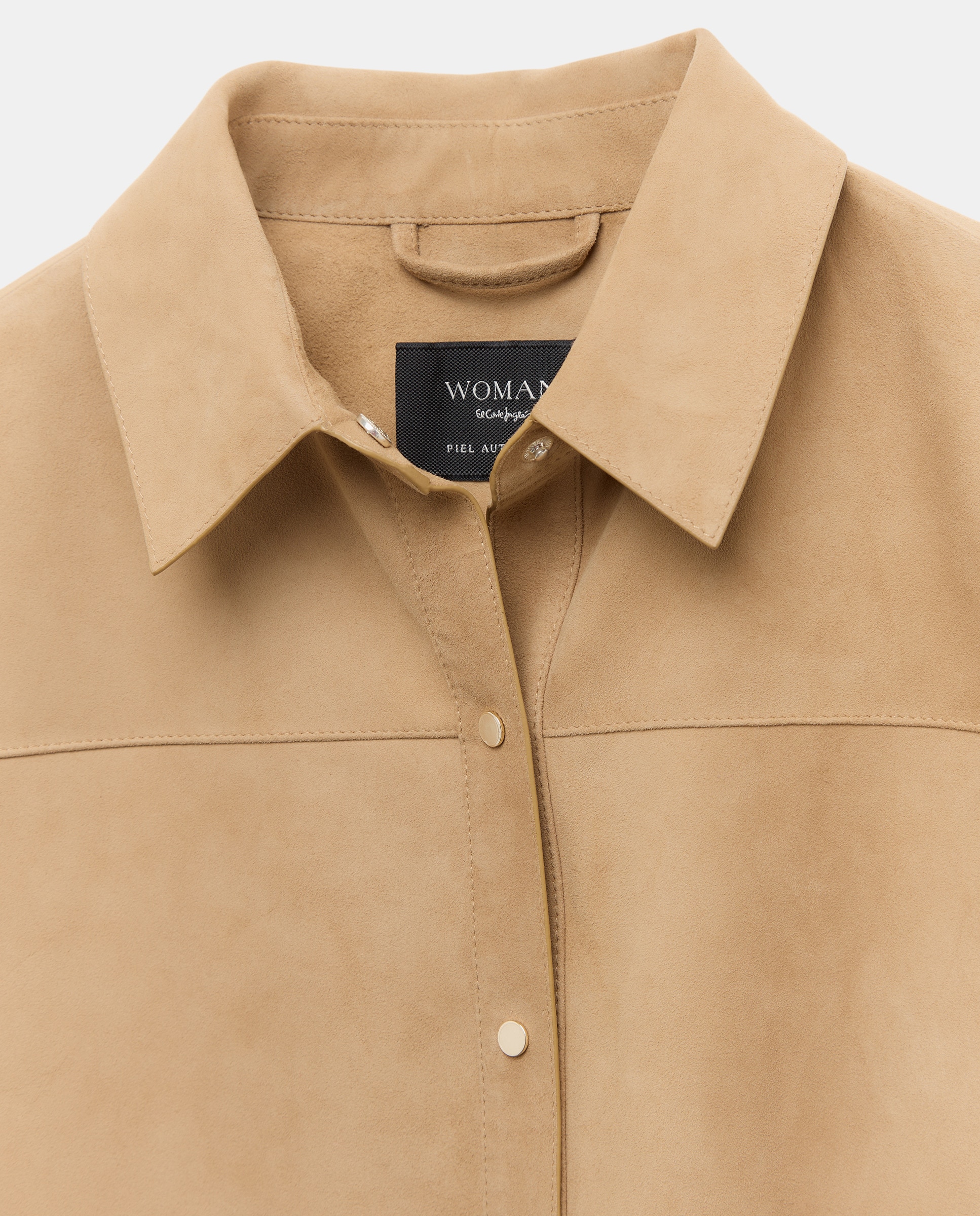 Sobrecamisa de Camurça com Botões de Pressão Bege-6