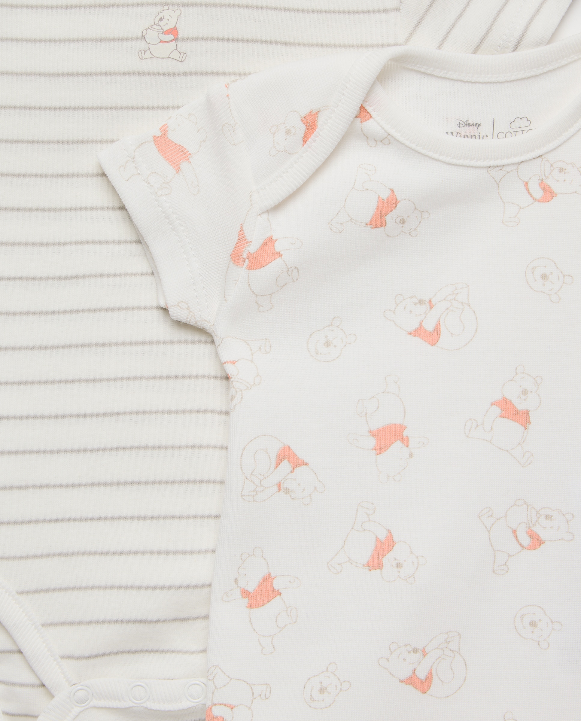 Pack de 2 Bodies de Bebé com Manga Curta e Estampado Winnie The Pooh Branco-3