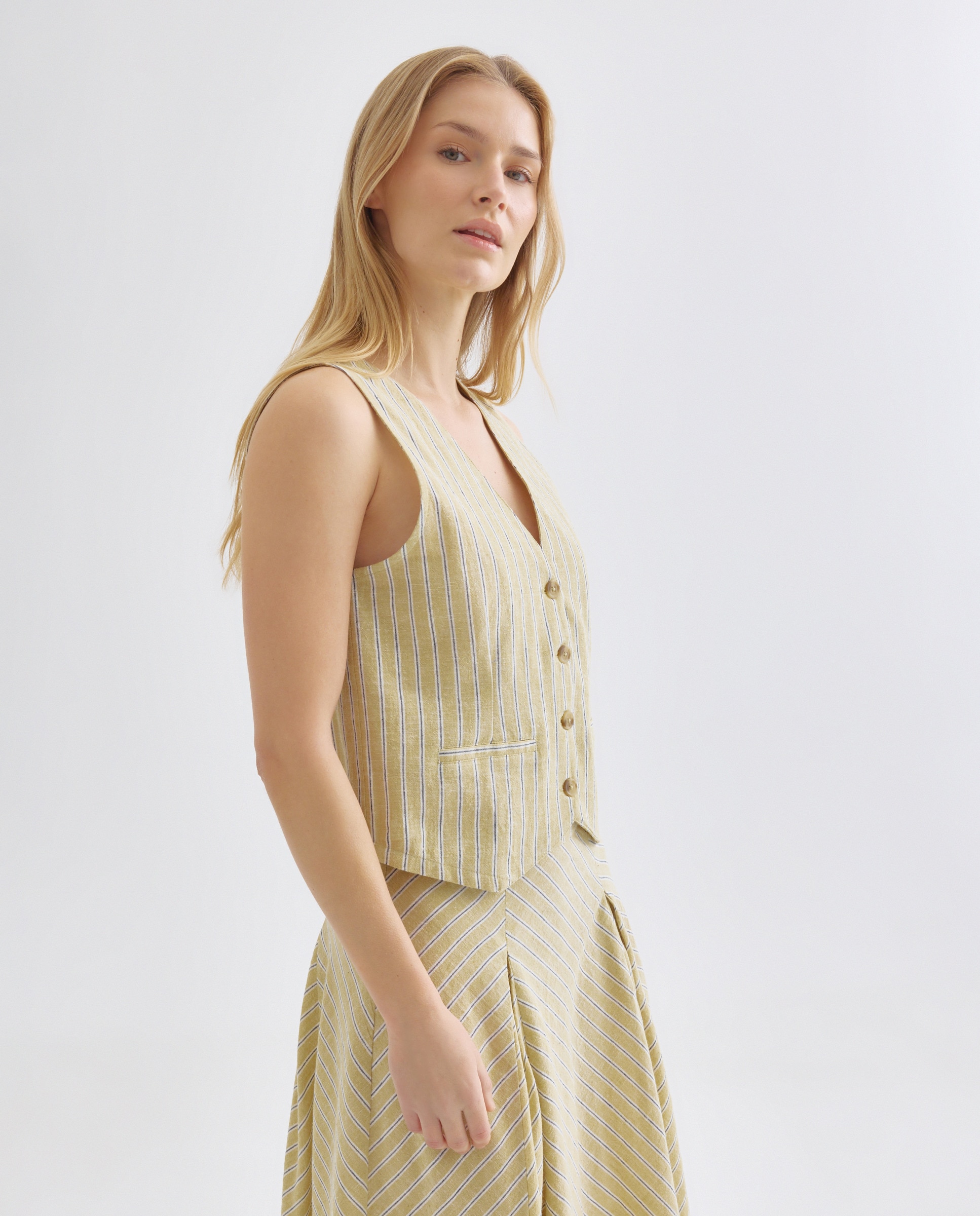 Imagen 0 de Chaleco de mujer de rayas total look