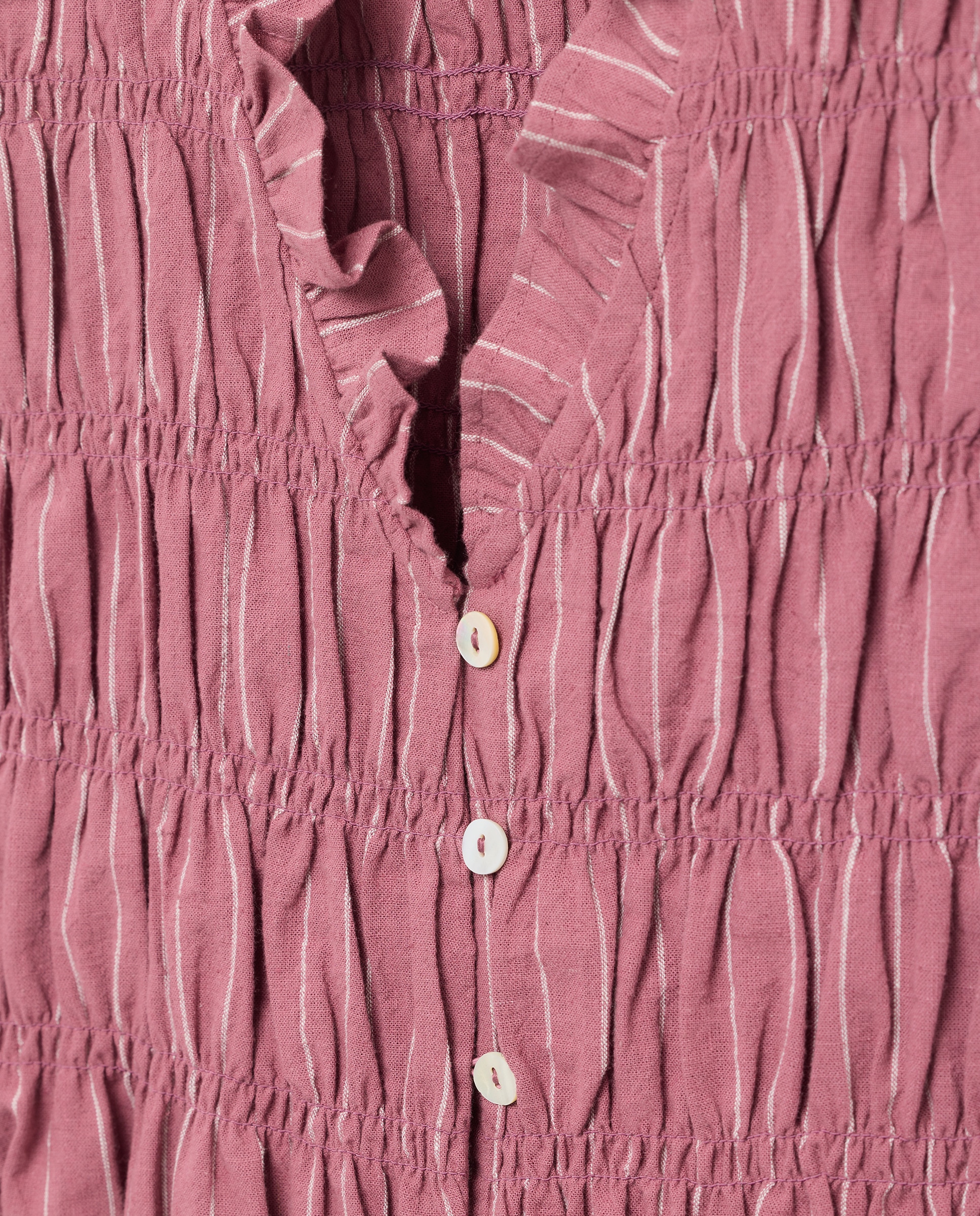 Blusa de mujer fruncida de rayas Rosa-5