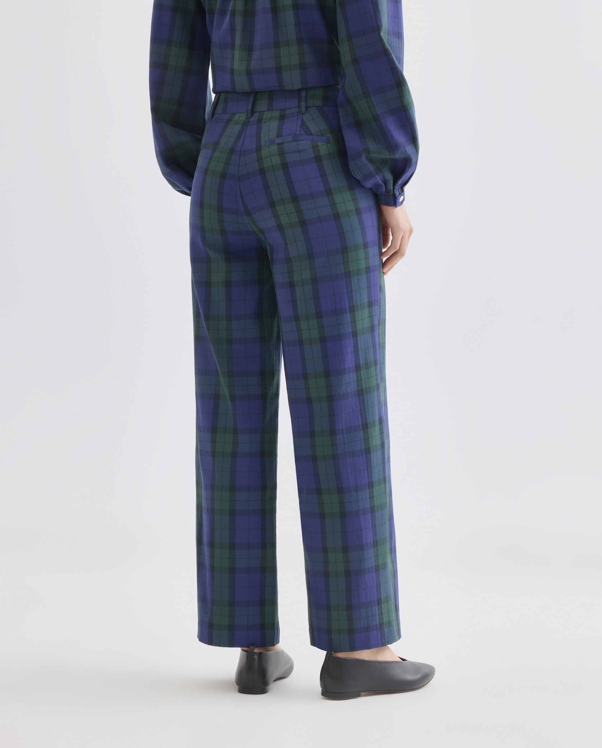Pantalón de mujer de cuadros total look Azul-3