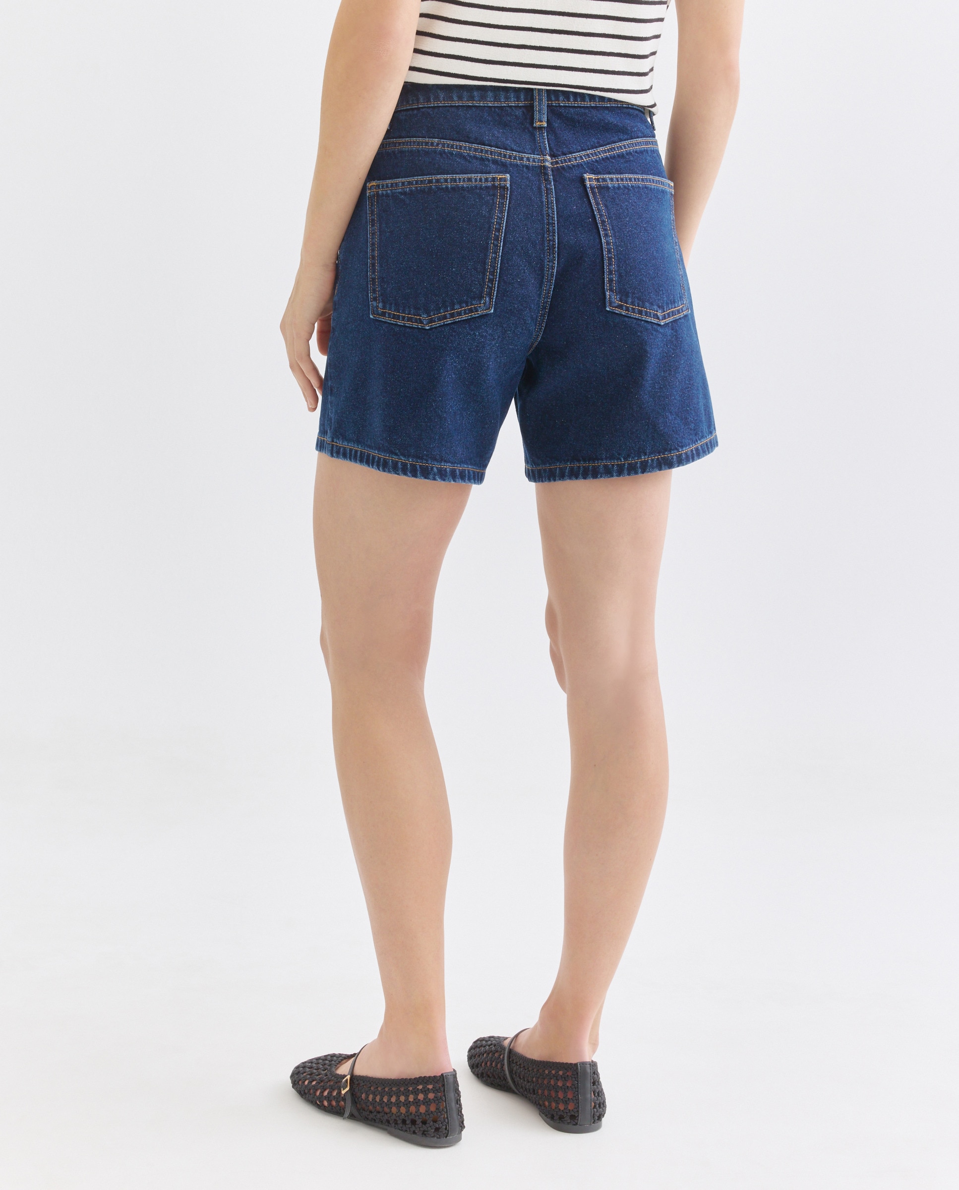 Short de mujer denim mom fit Azul Suave-3