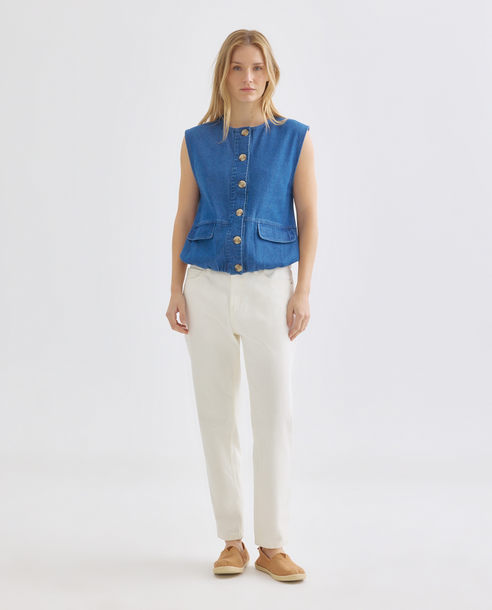 Chaleco de mujer denim Azul pálido-2