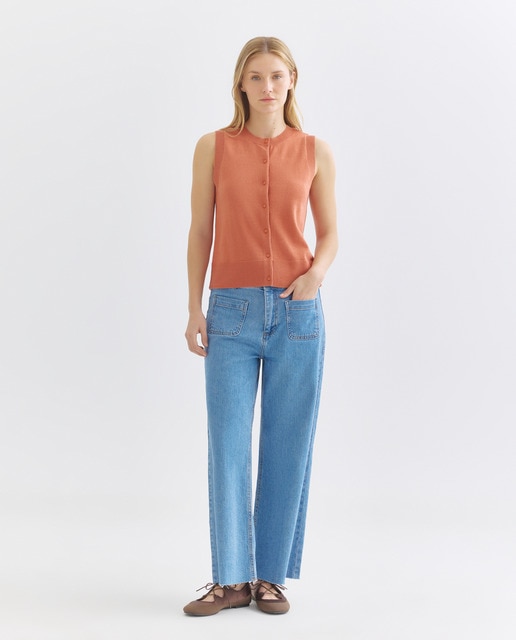 Imagen 0 de Chaleco abotonado de mujer cuello caja