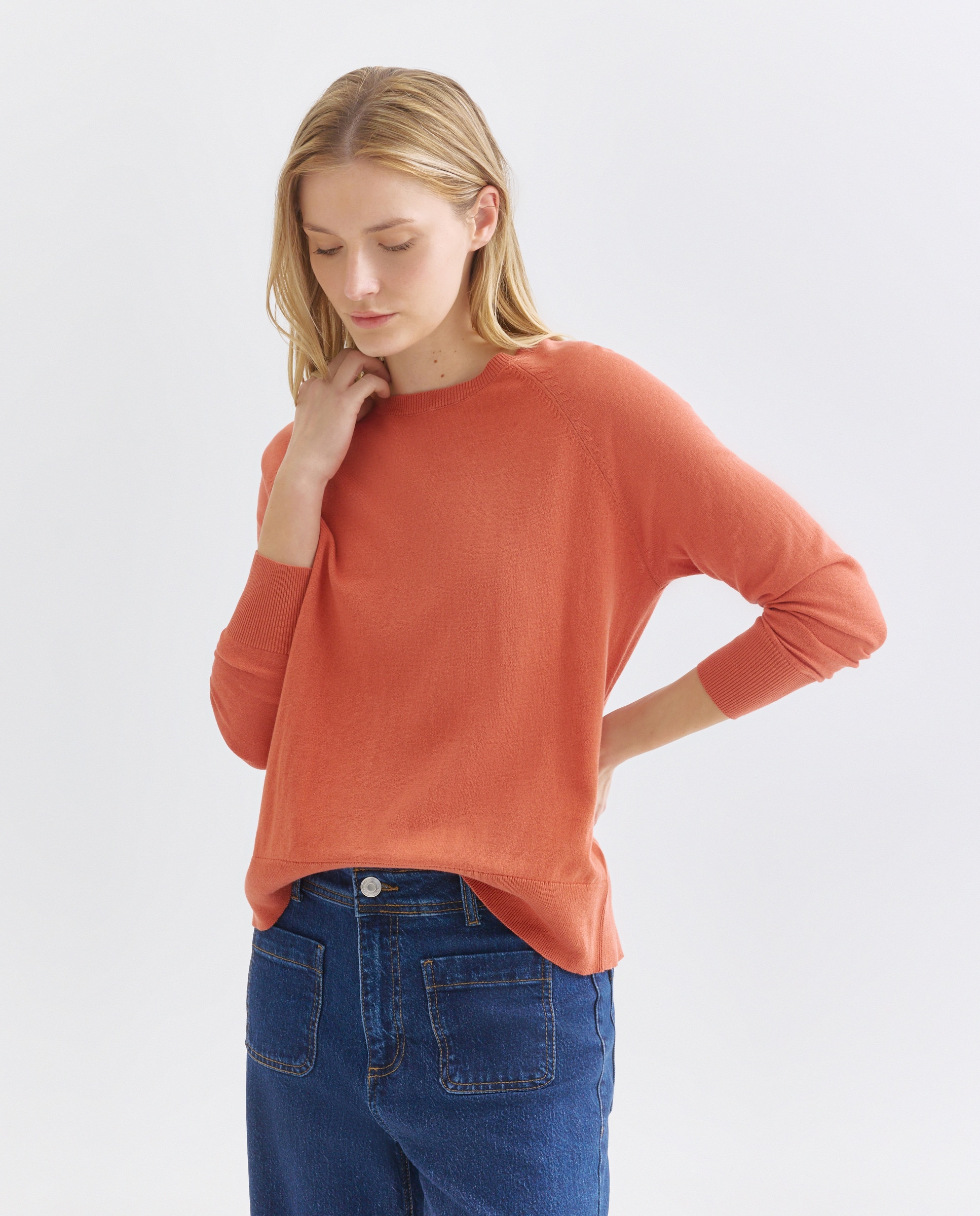 Imagen 0 de Jersey de mujer de algodón fino cuello caja