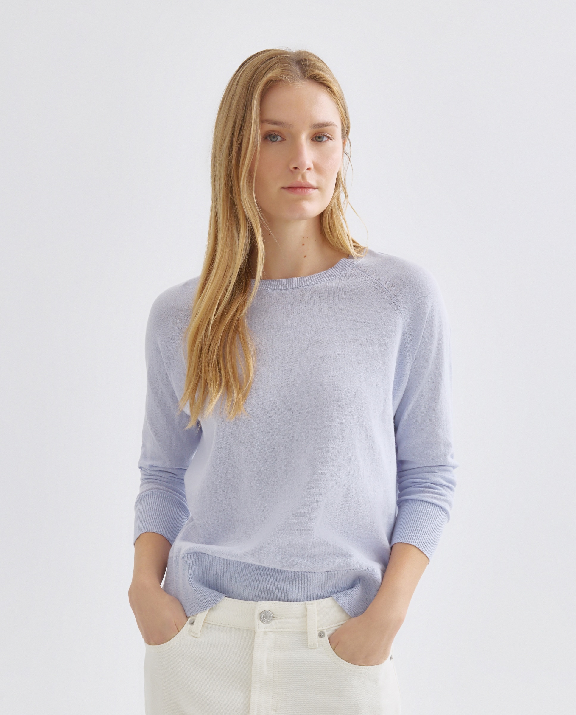 Imagen 0 de Jersey de mujer de algodón fino cuello caja