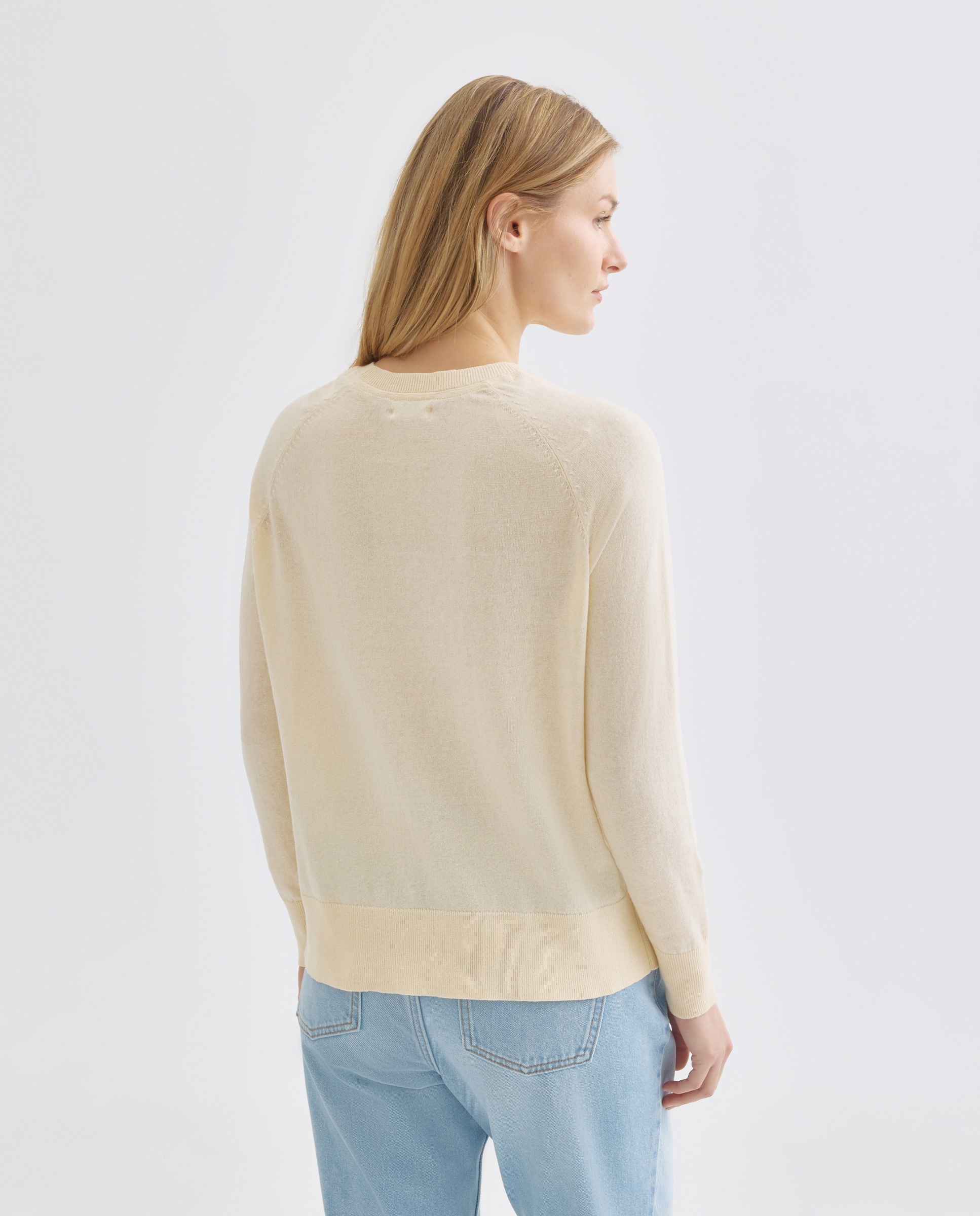 Jersey de mujer de algodón fino cuello caja 310 Amarillo claro-3