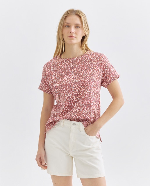 Imagen 0 de Camiseta estampada de mujer cuello caja