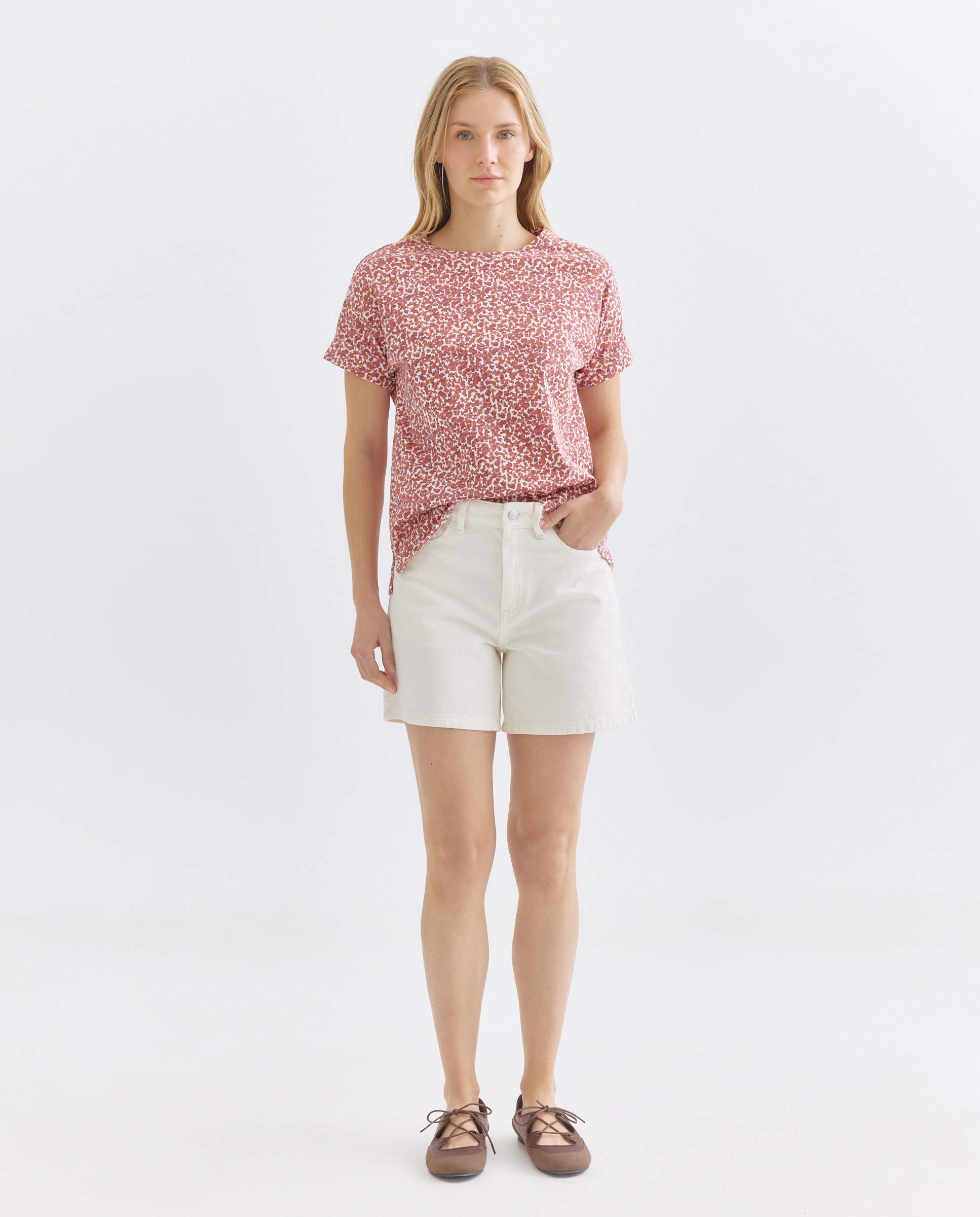 Camiseta estampada de mujer cuello caja Multicolor-2