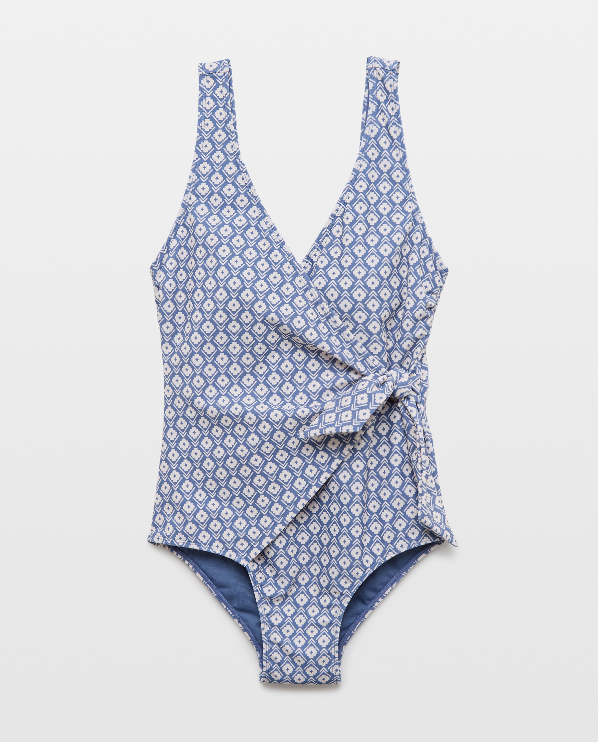 Bañador de mujer cruzado lazo 400 Azul-4