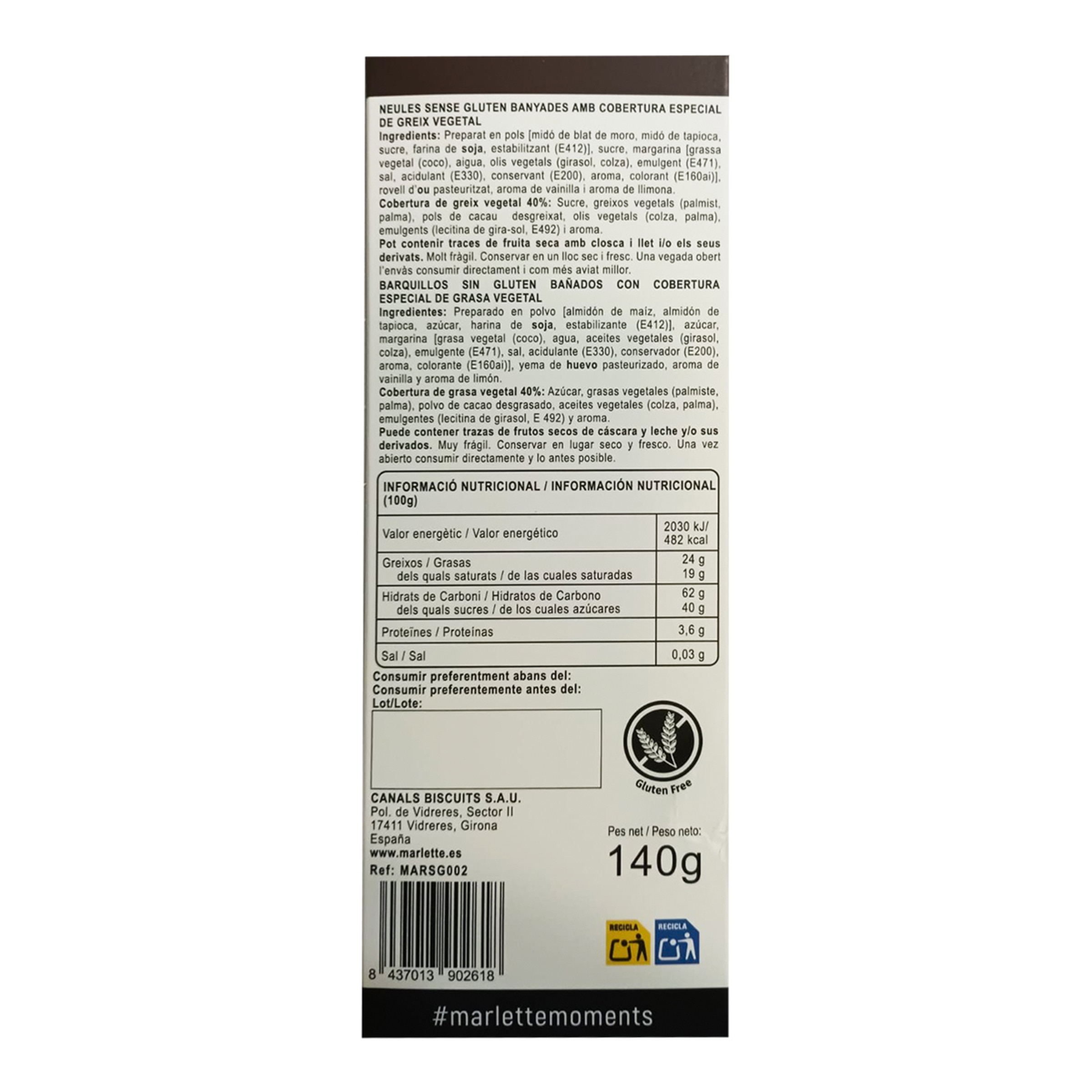Barquillos Neulas sin gluten con chocolate Marlette 2