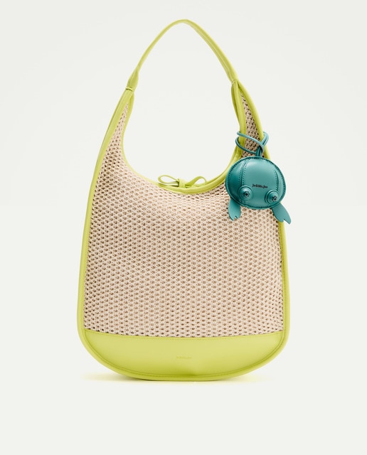 Imagem 0 de Mala de Ombro em Mistura de Materiais e Pormenor de Conta