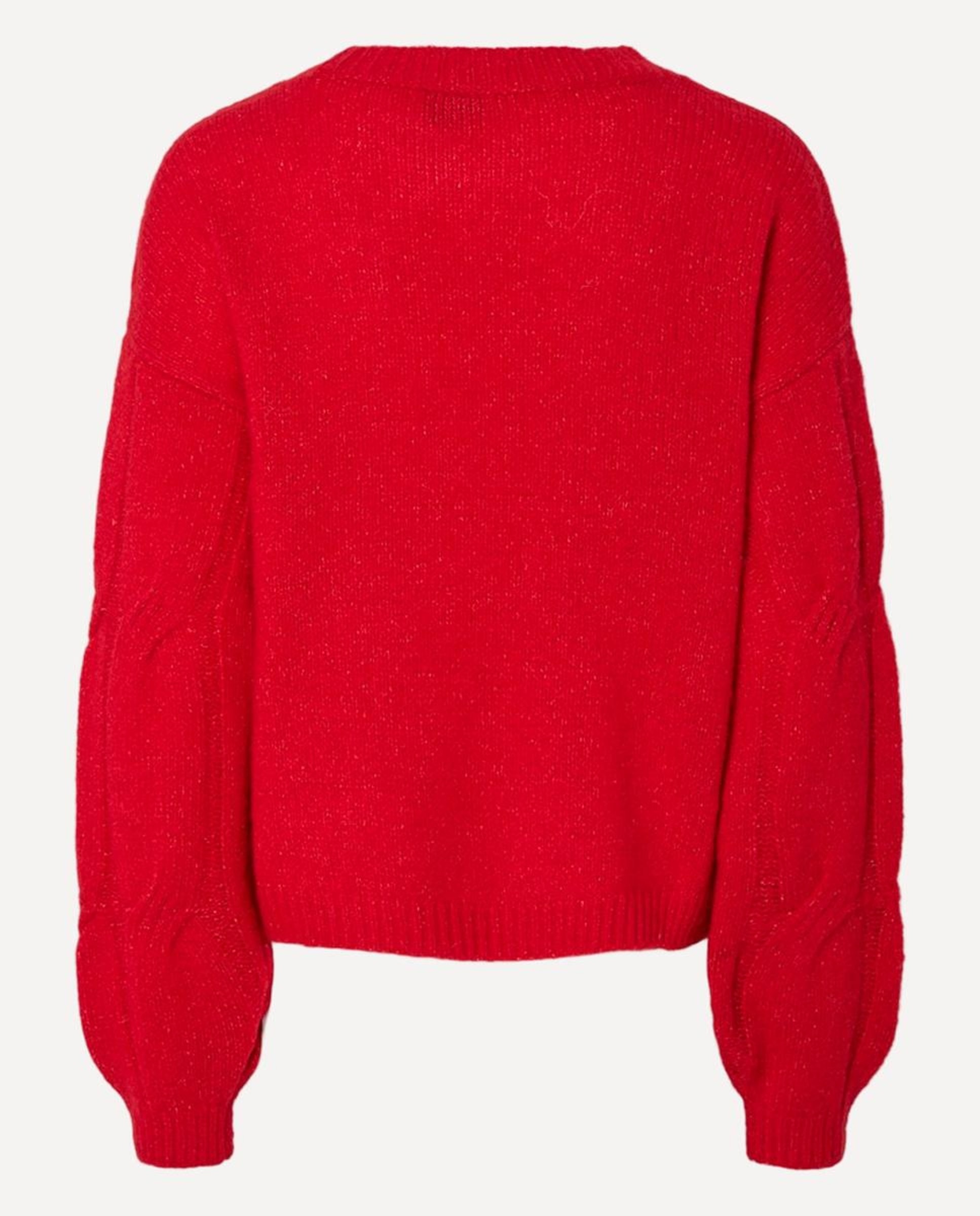 Camisola de Malha com Decote Redondo Vermelho-6