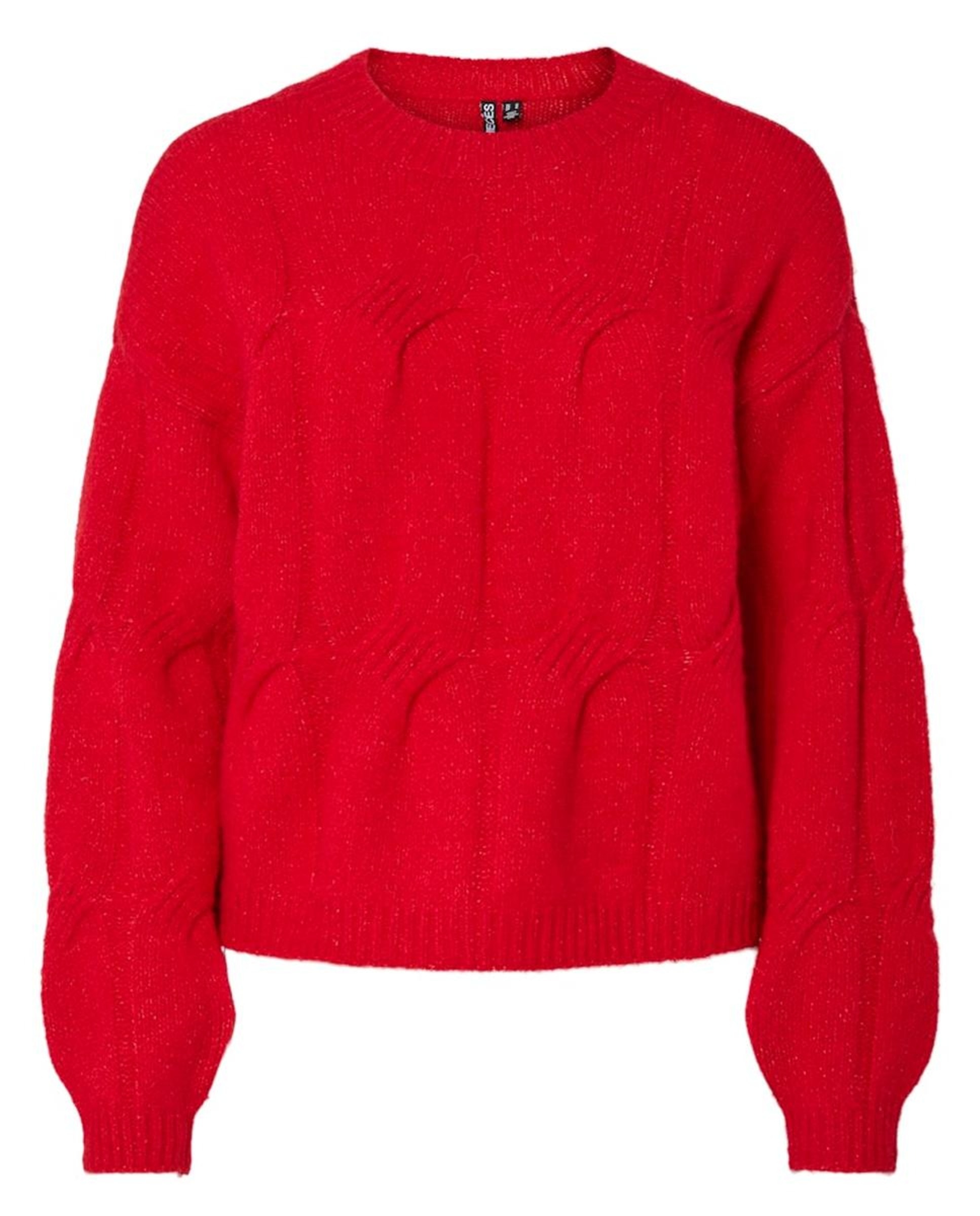 Camisola de Malha com Decote Redondo Vermelho-5